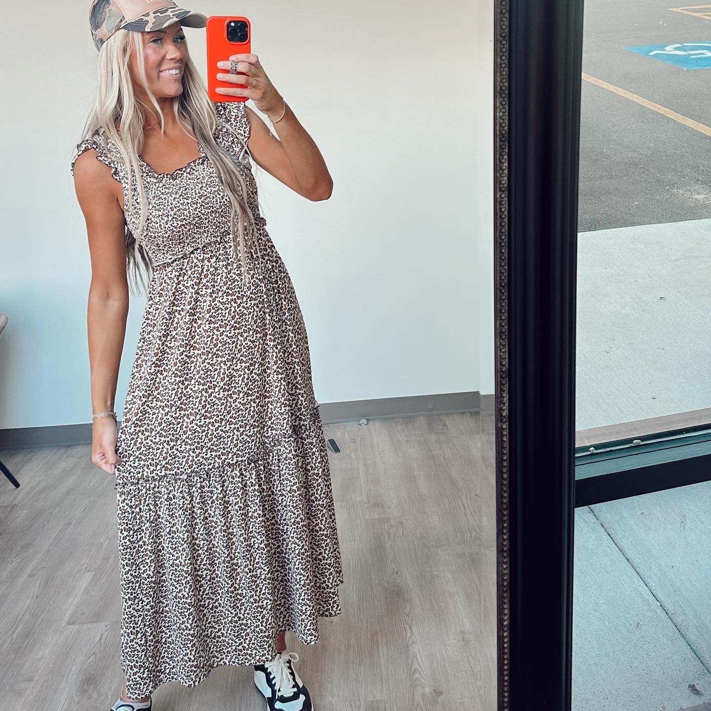 Leopard Ruffle Sleeve Dress