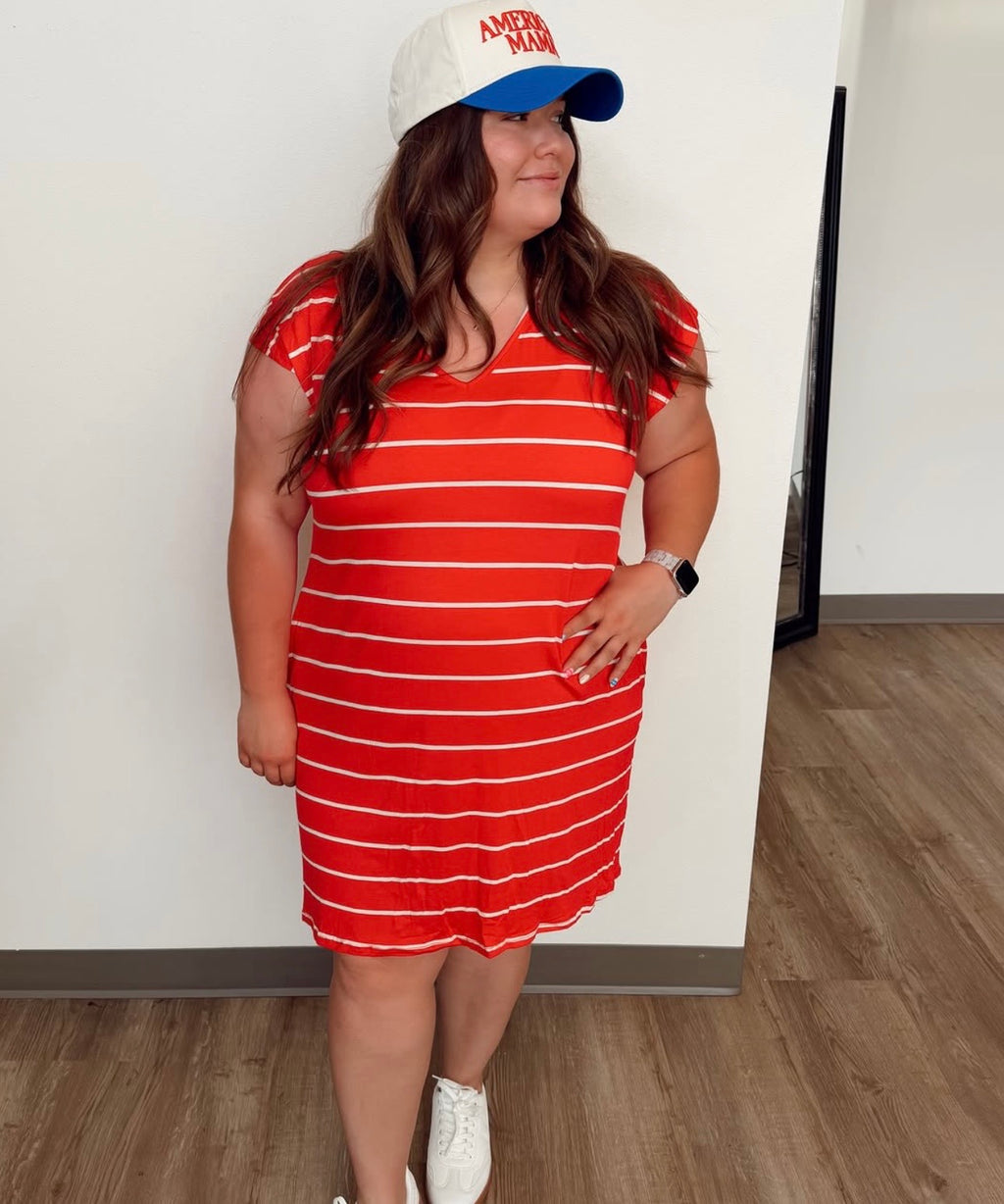 Mitto Stripe Red Tee Dress