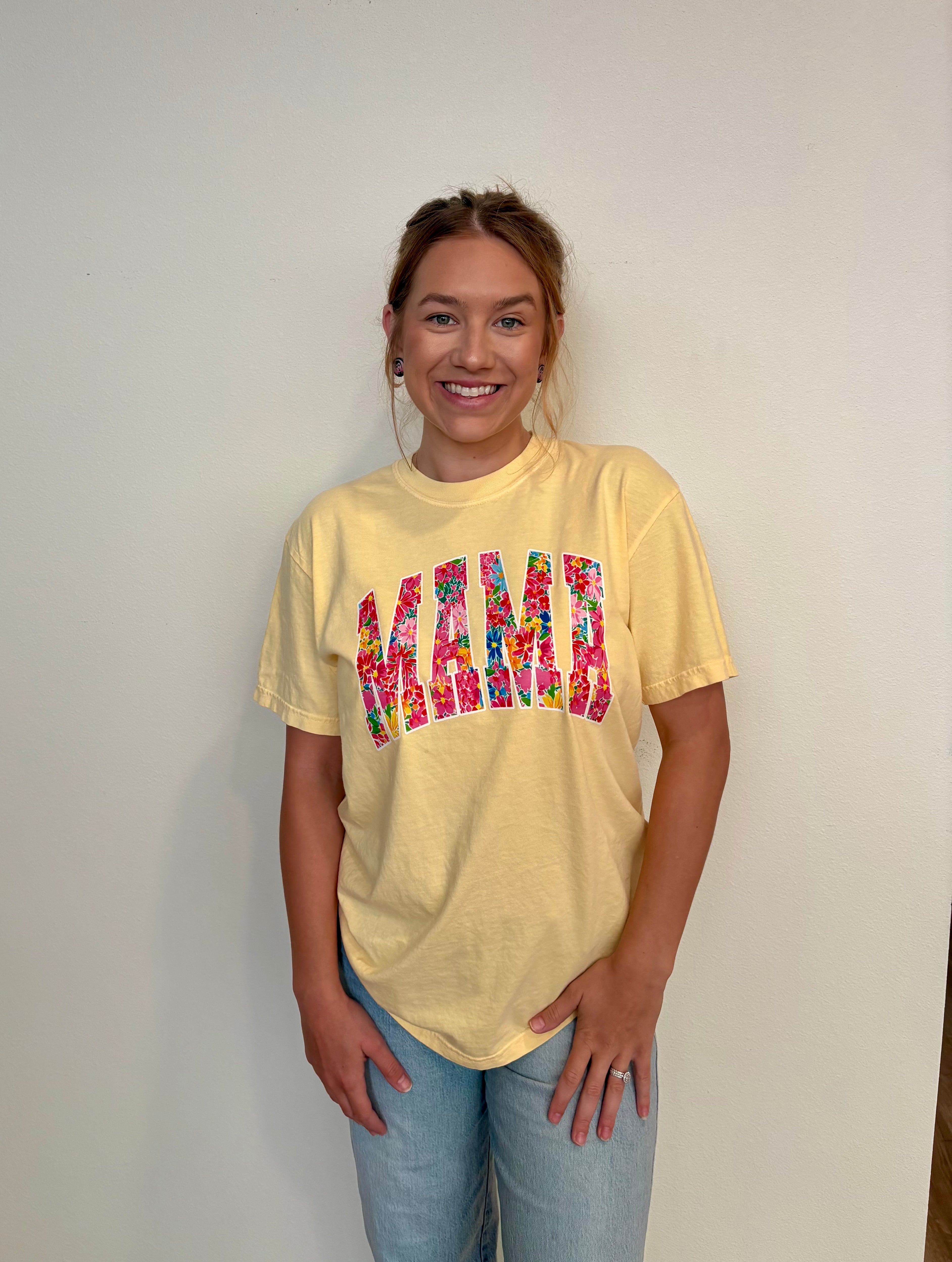 MAMA yellow floral tee