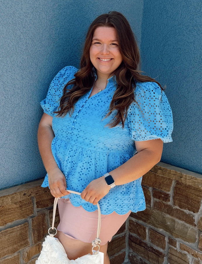 Entro Plus Blue Eyelet Blouse