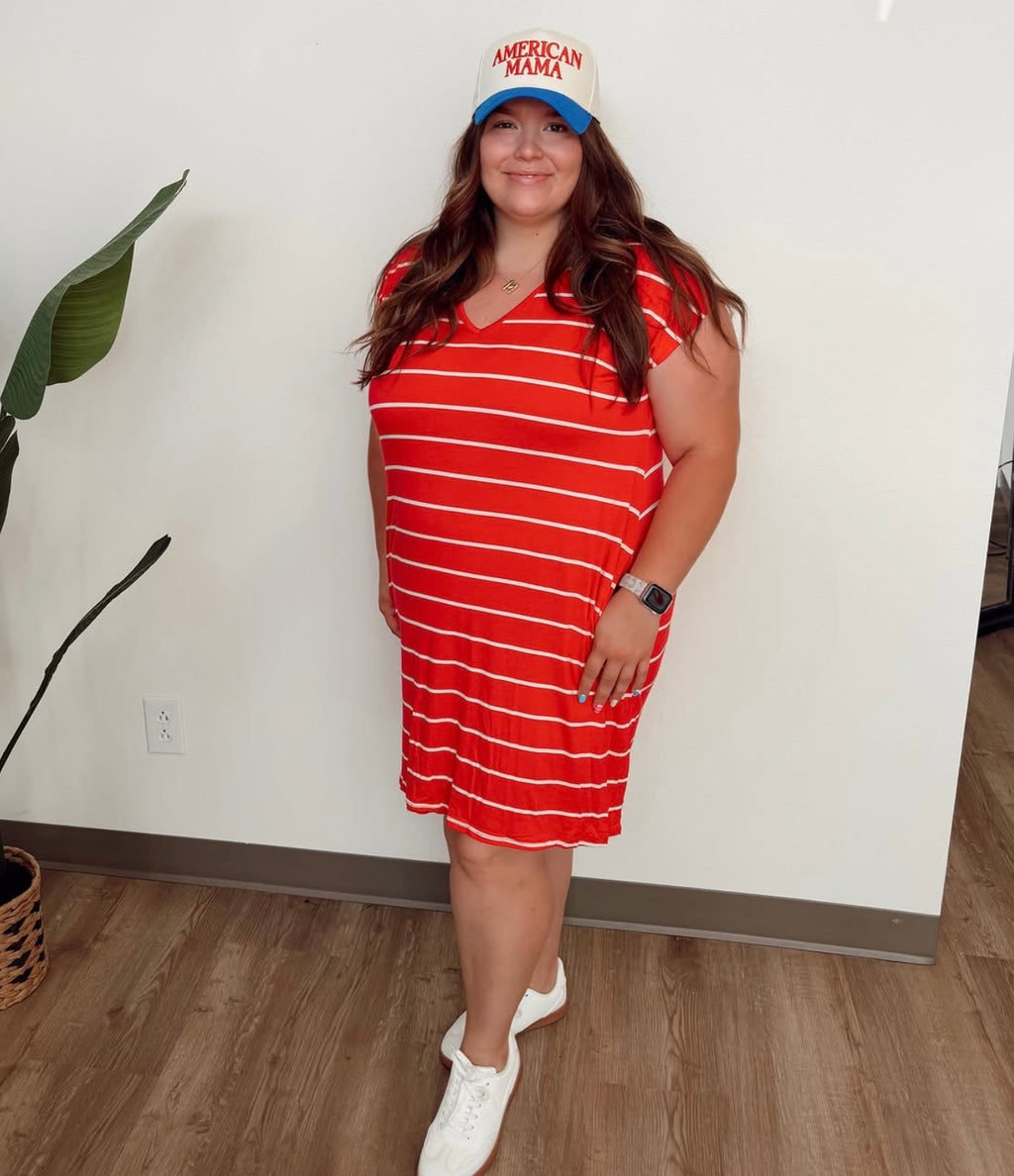 Mitto Stripe Red Tee Dress