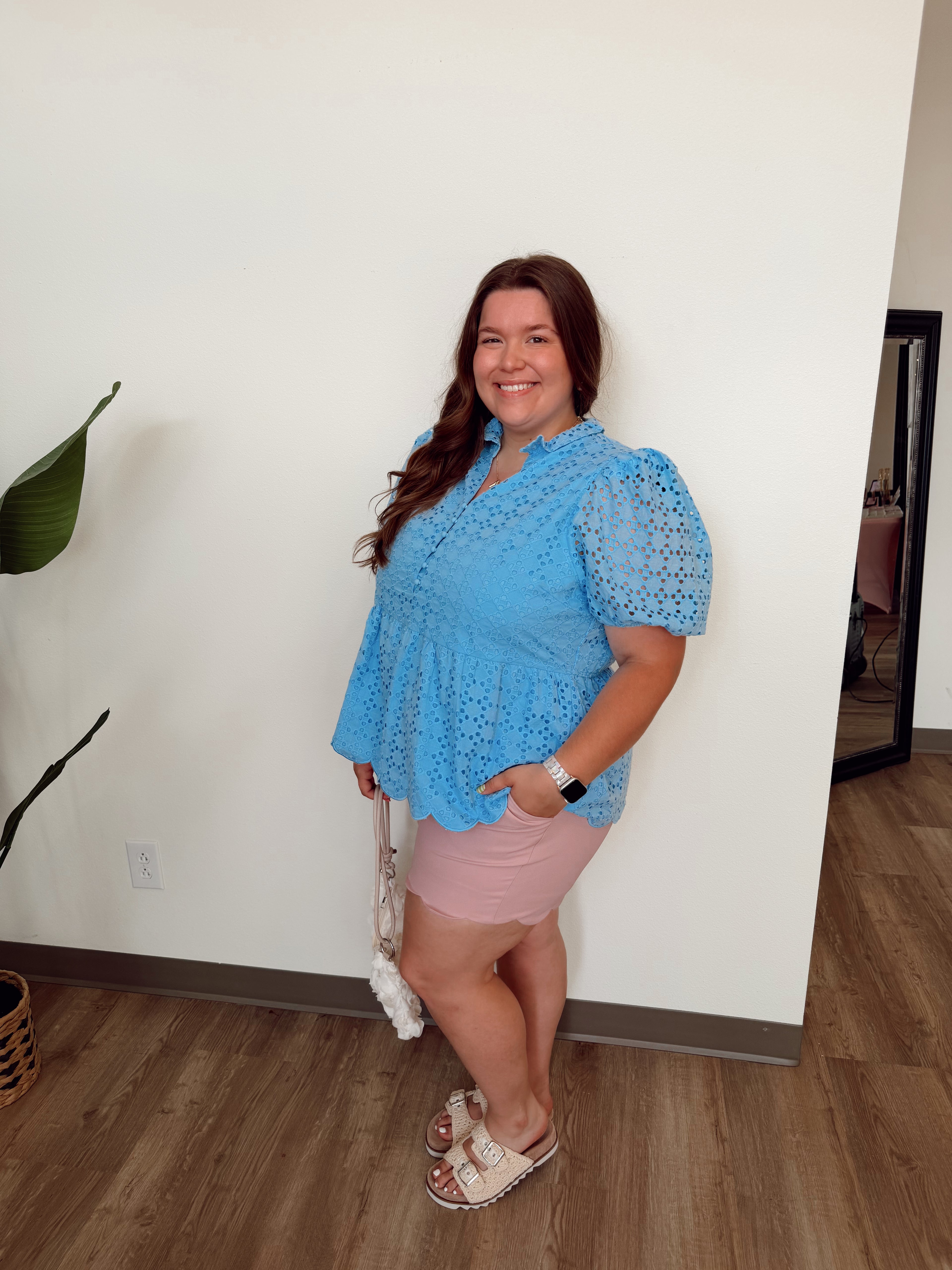 Entro Plus Blue Eyelet Blouse