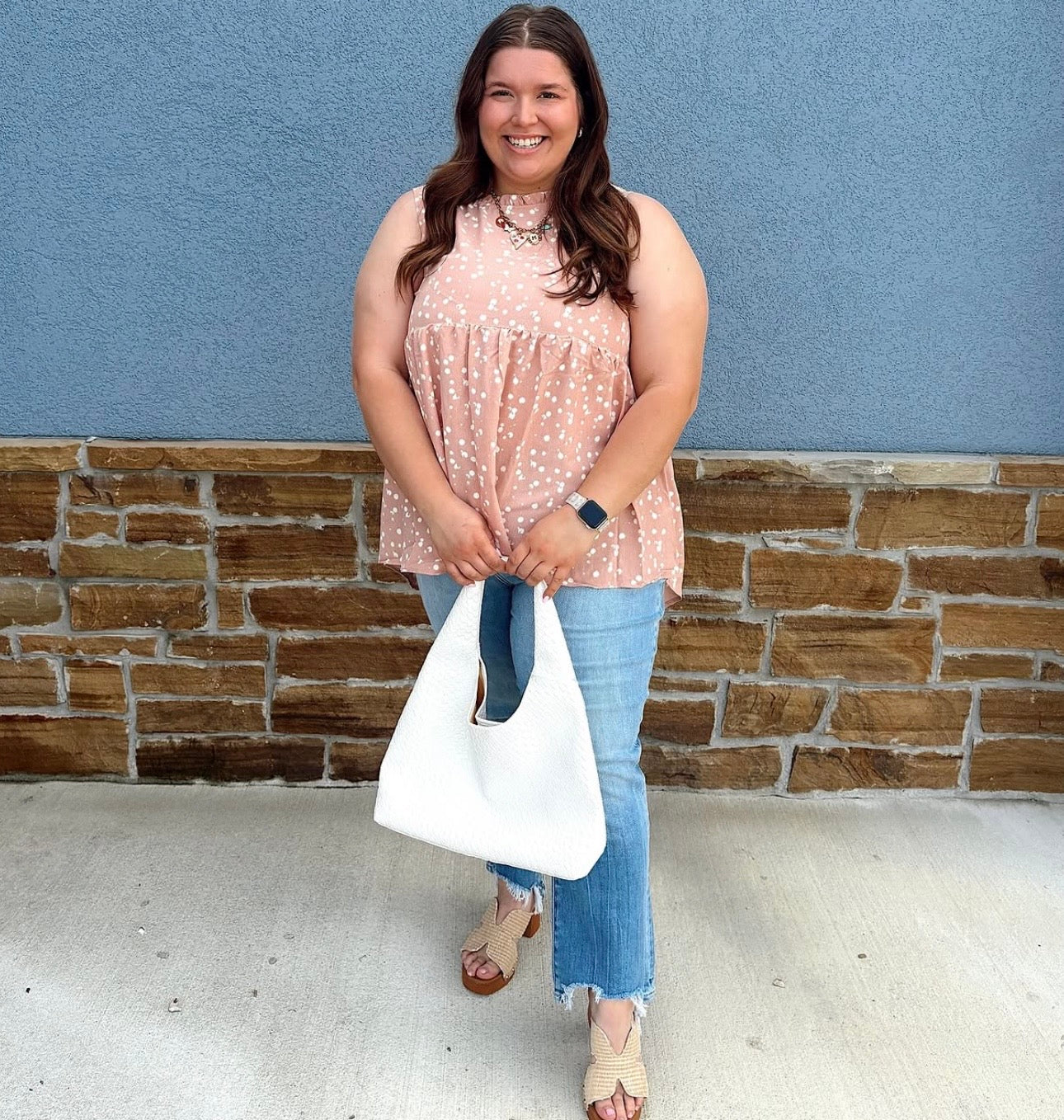 Mitto Plus- Blush Polka Dot Top