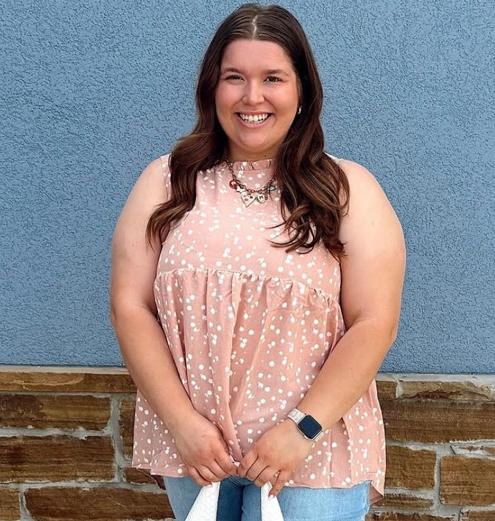 Mitto Plus- Blush Polka Dot Top
