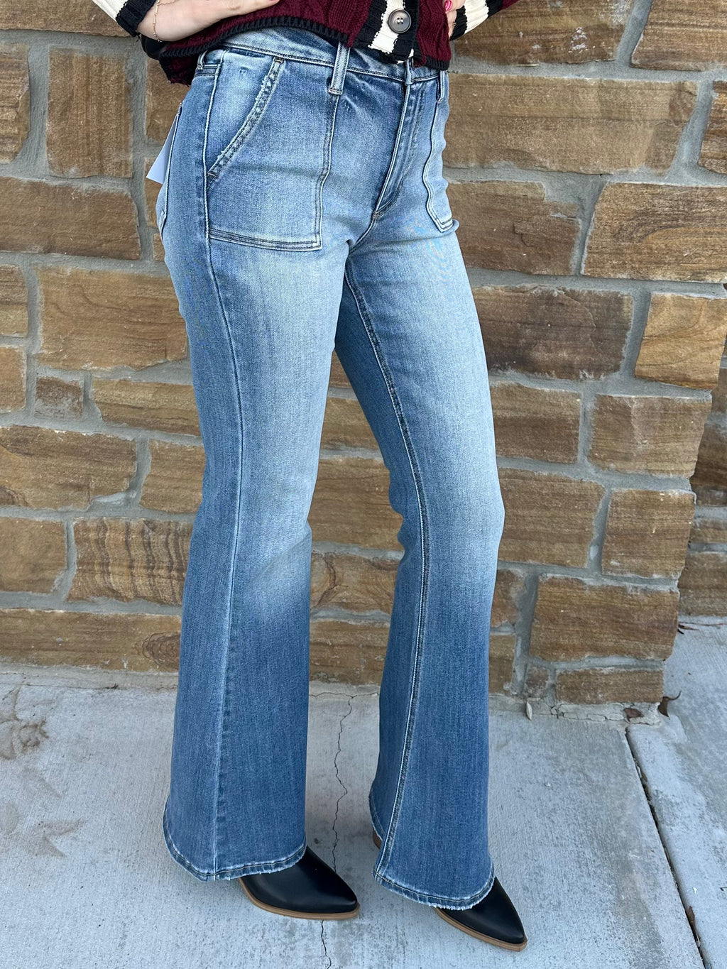 Medium Wash High Rise Flare