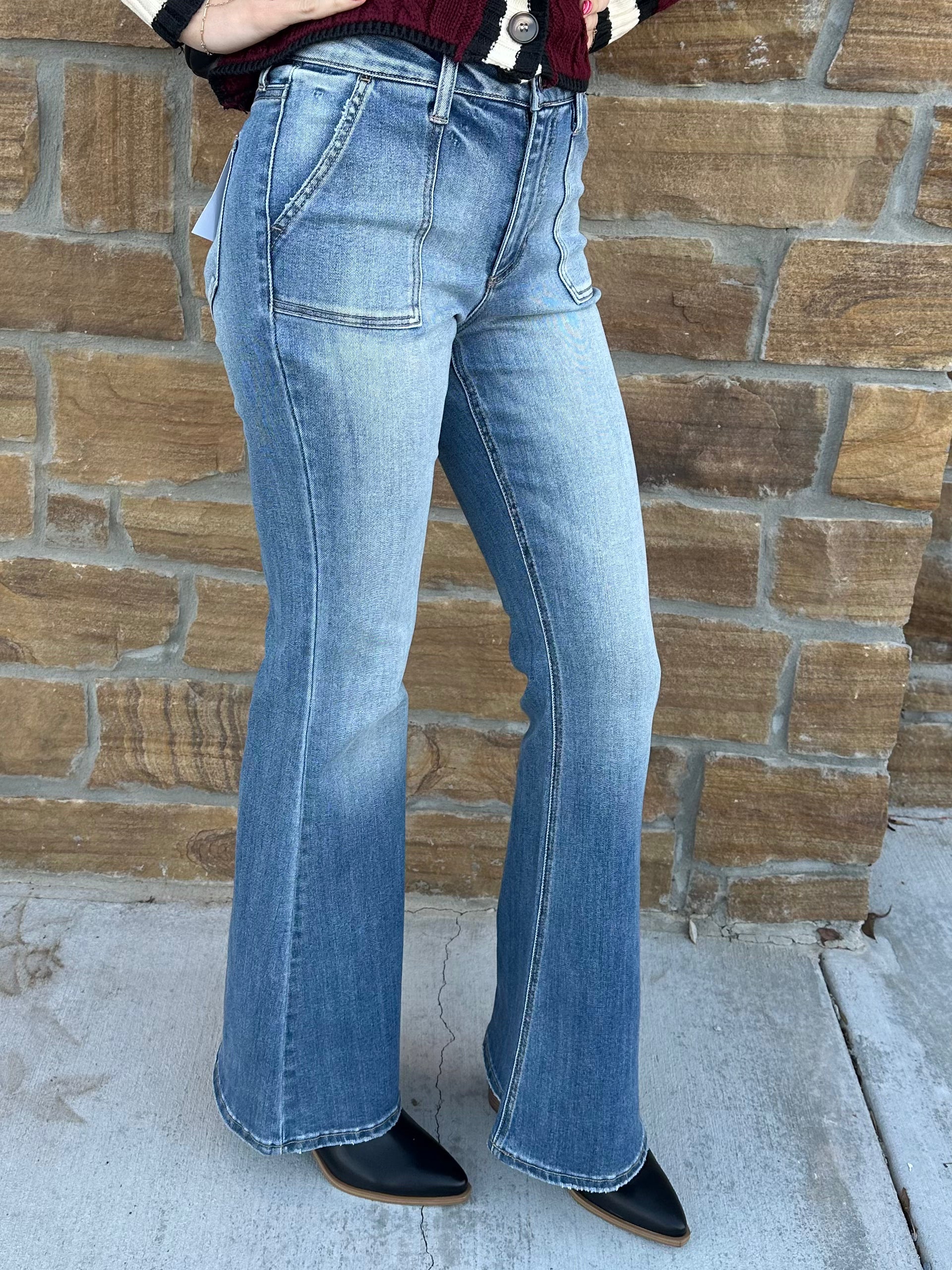 Medium Wash High Rise Flare