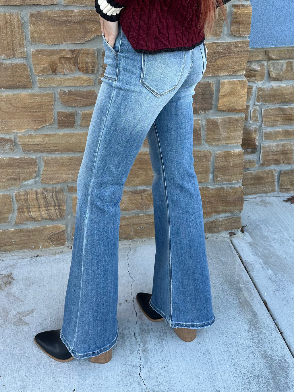 Medium Wash High Rise Flare