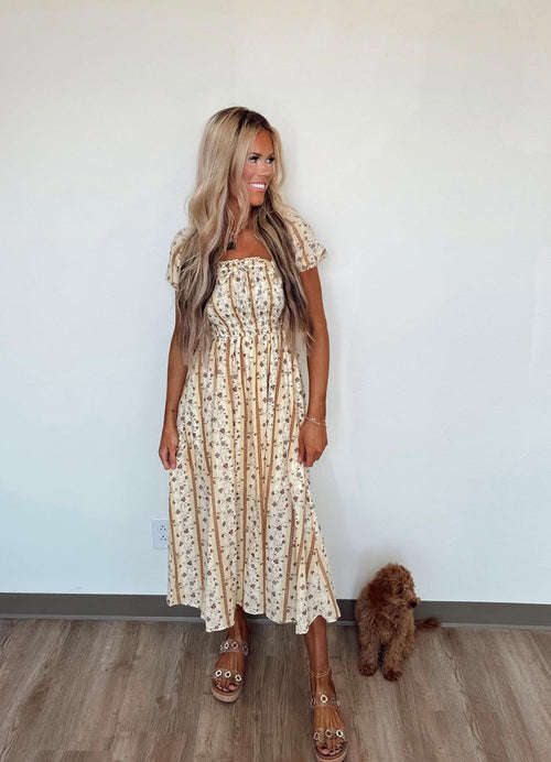 Floral Stripe Midi Dress