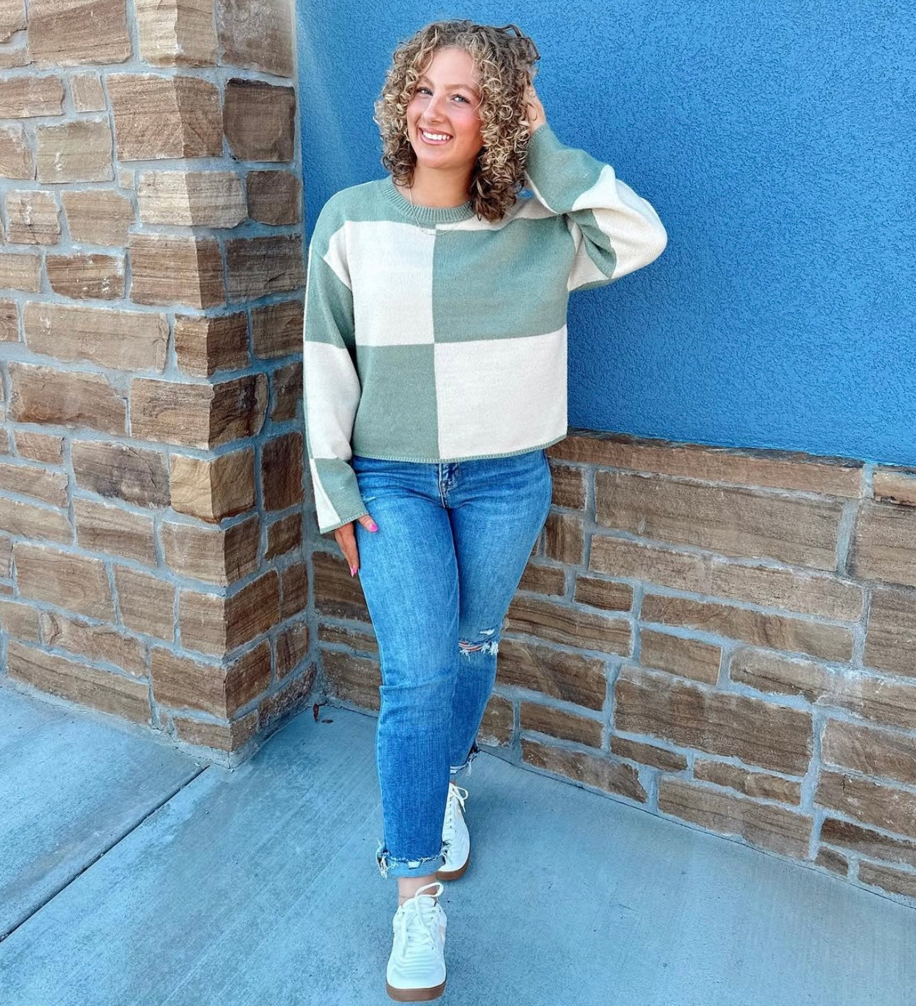 Oversize Checkered Sweater