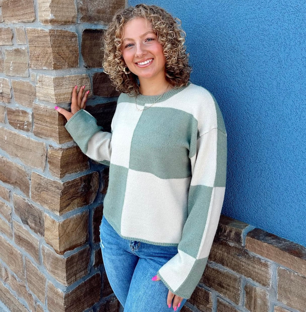 Oversize Checkered Sweater