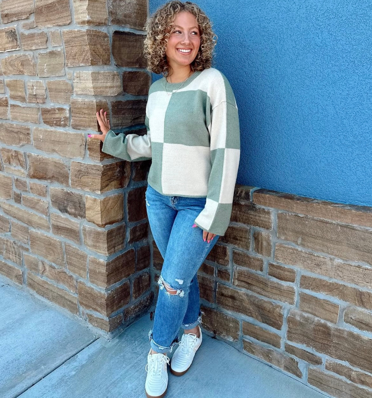 Oversize Checkered Sweater