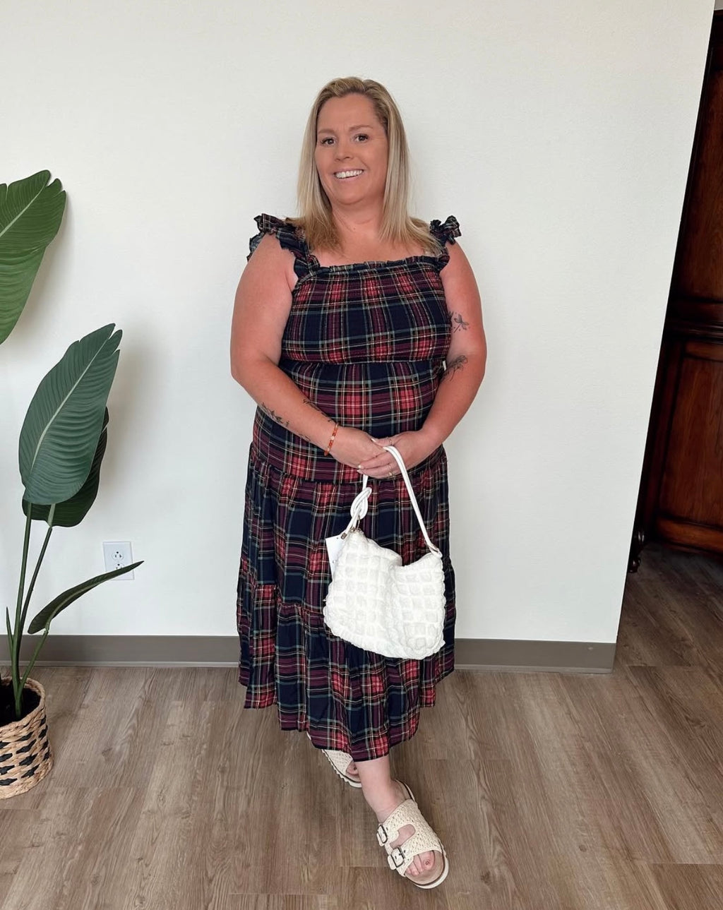 PLAID SMOCKED DRESS