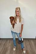 Taupe Babydoll Button Down