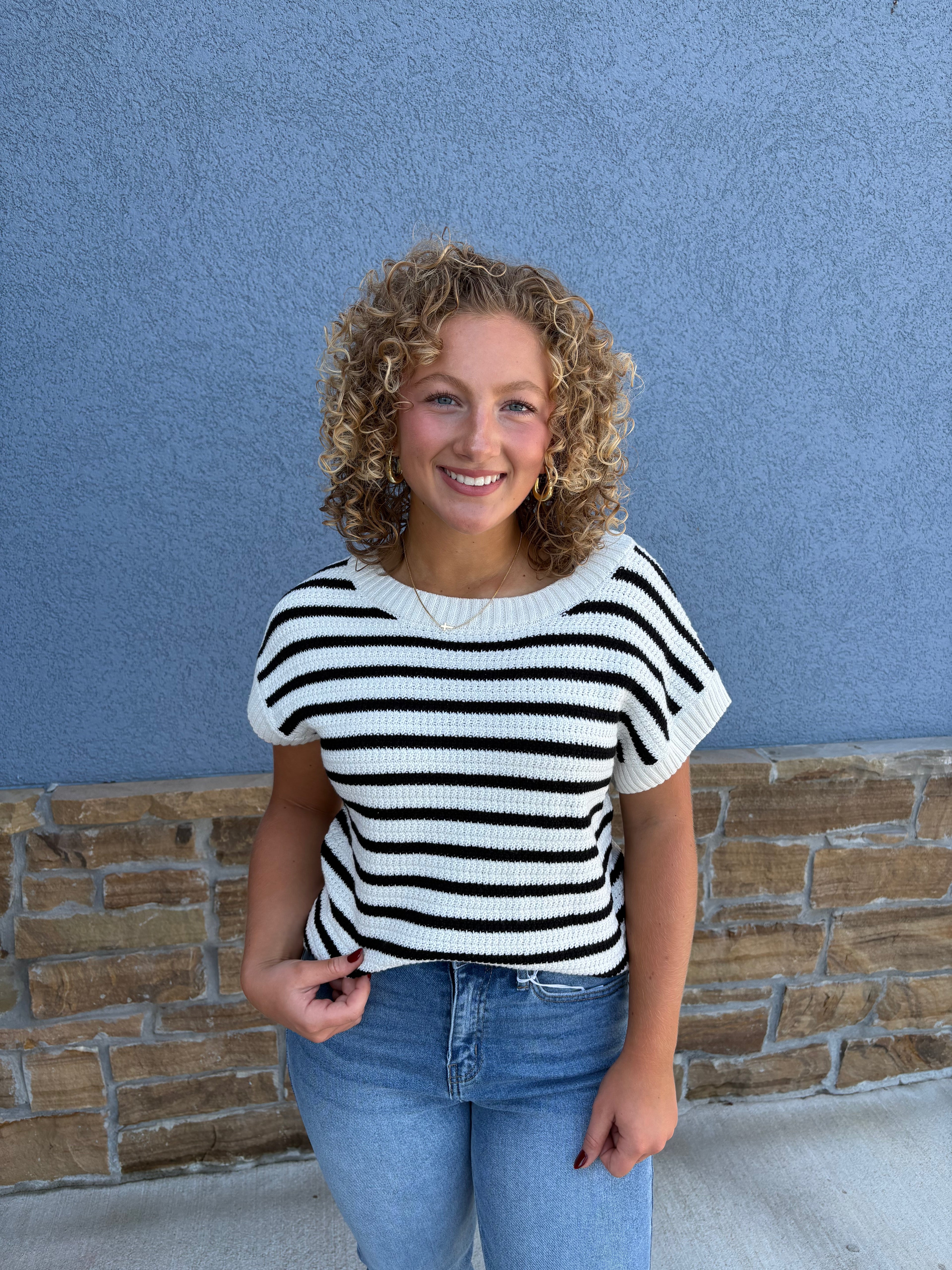 Stripe Crewneck Black
