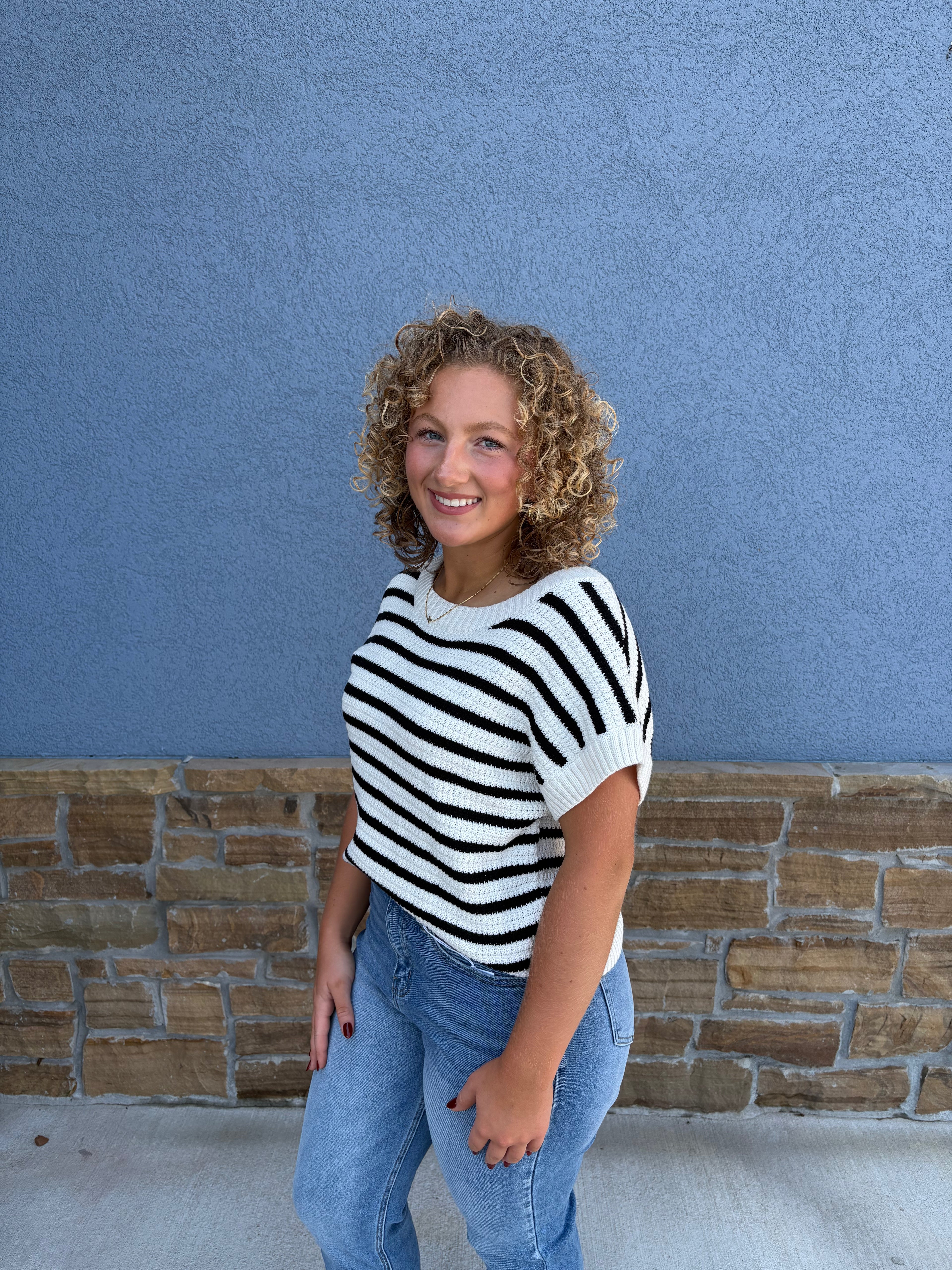 Stripe Crewneck Black