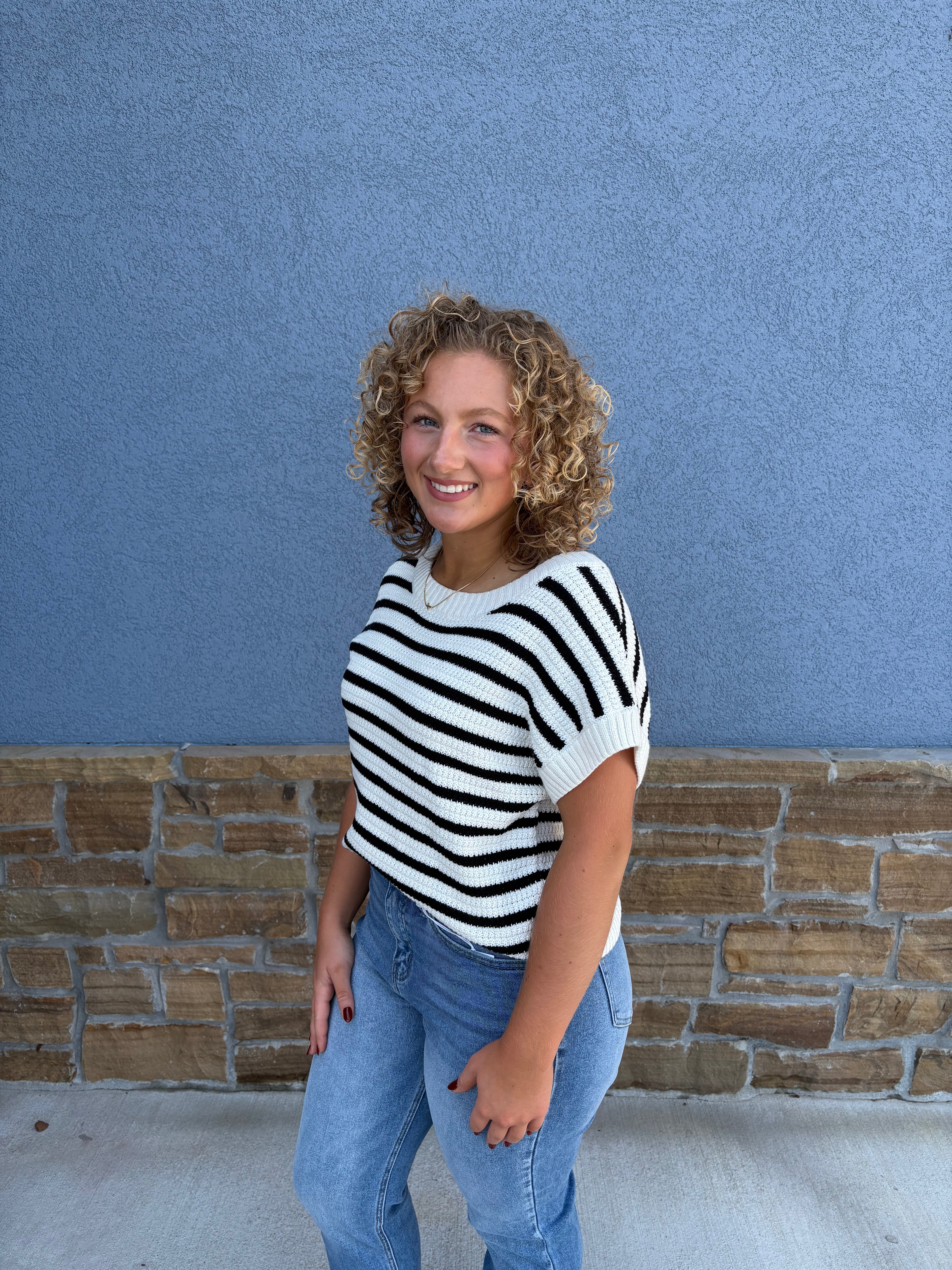 Stripe Crewneck Black
