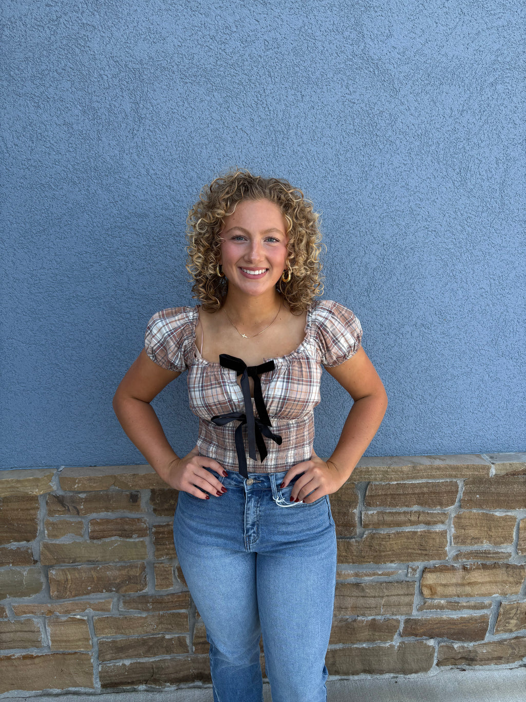 Plaid Crop Top Bows
