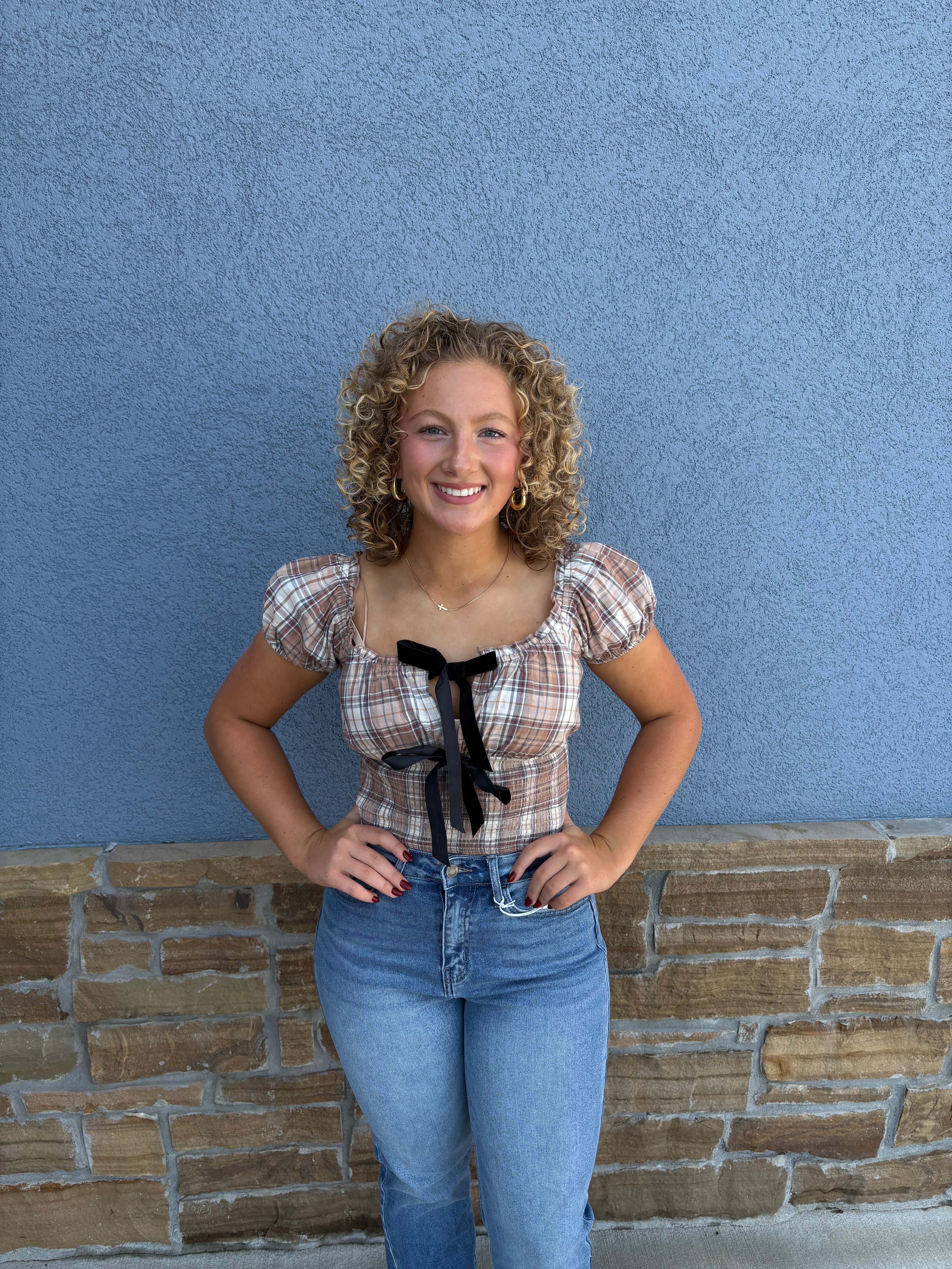 Plaid Crop Top Bows