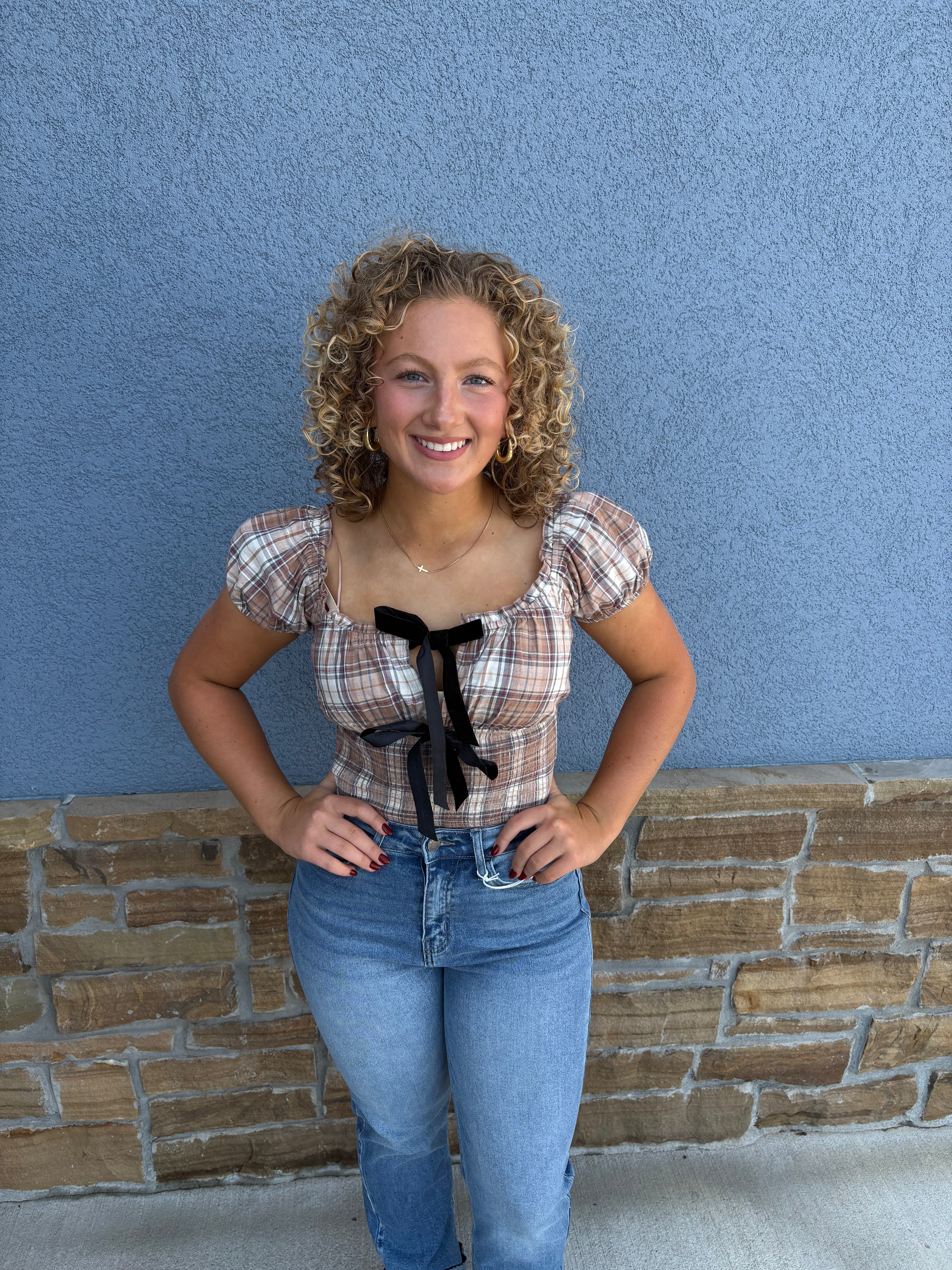 Plaid Crop Top Bows