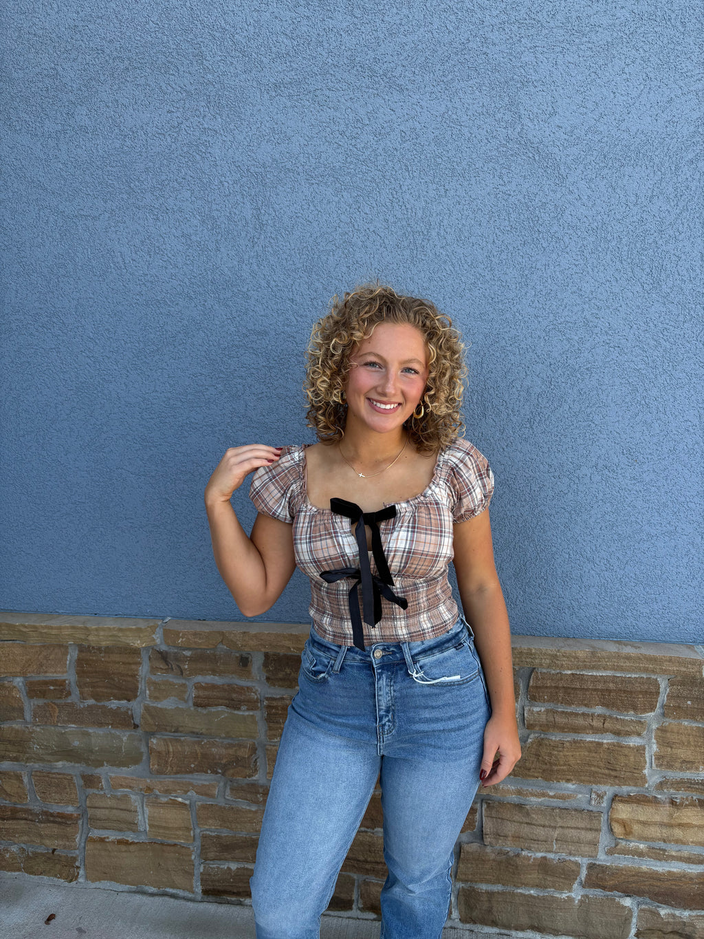 Plaid Crop Top Bows