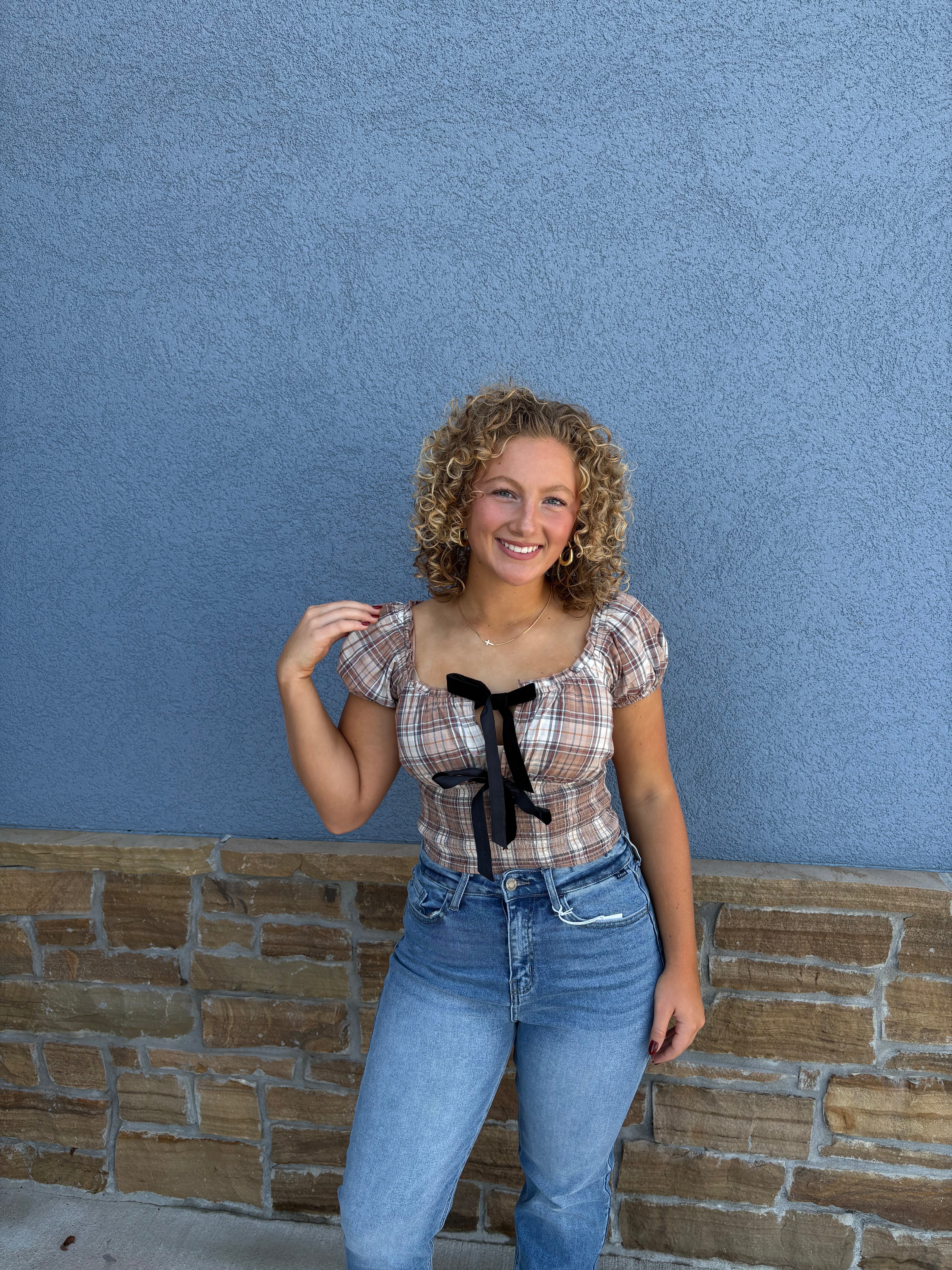 Plaid Crop Top Bows