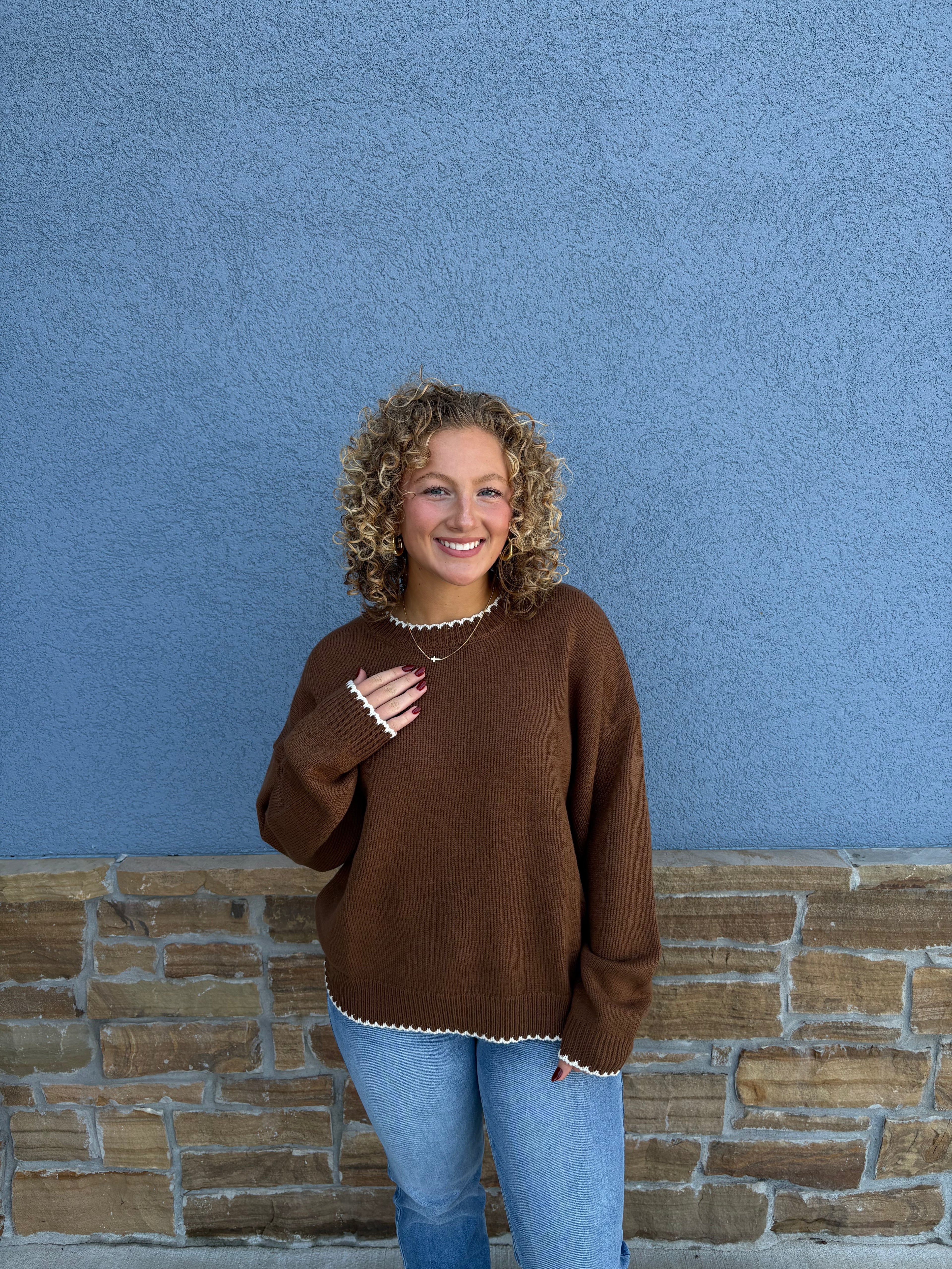 Contrast Crewneck Brown