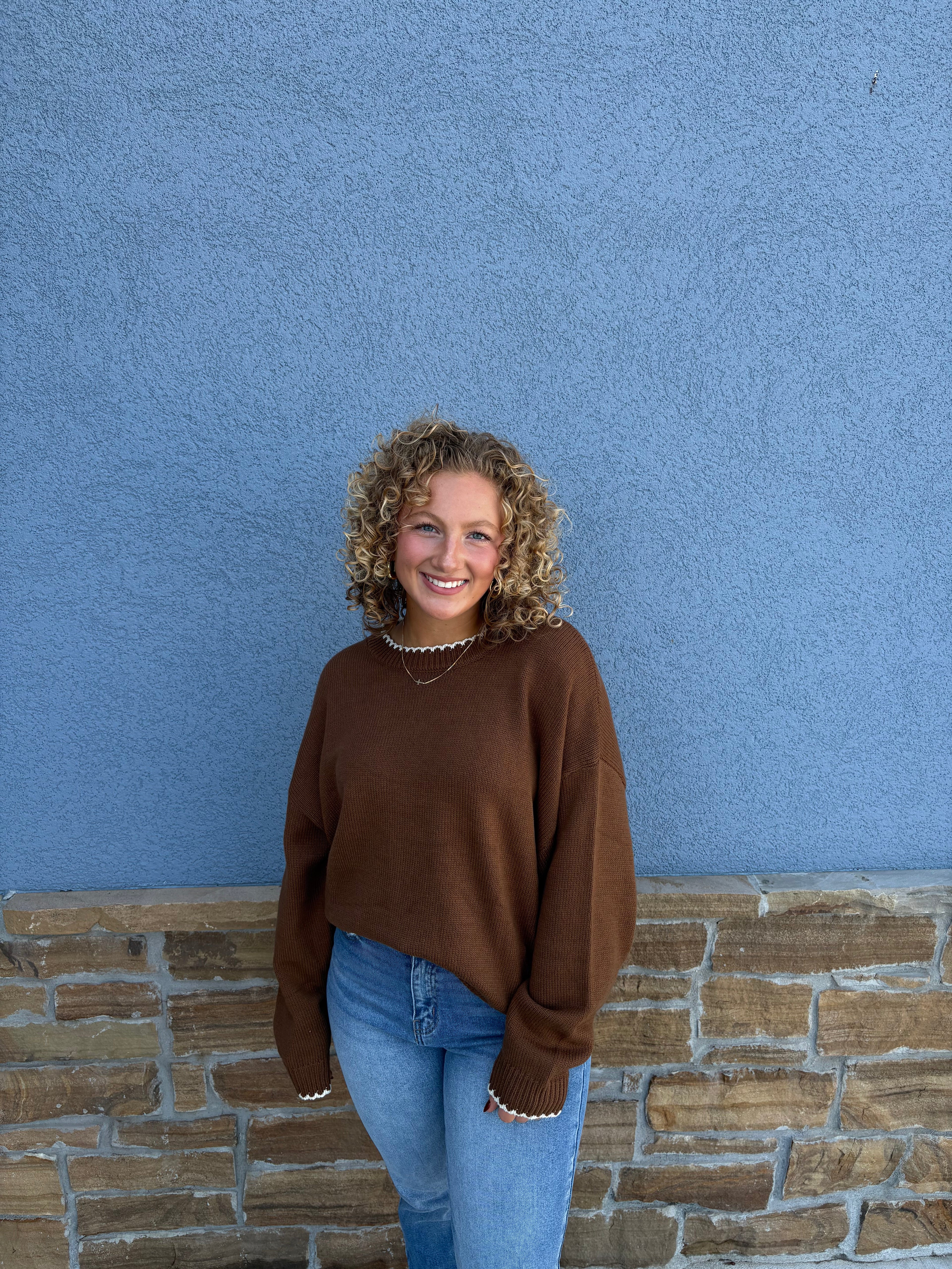 Contrast Crewneck Brown