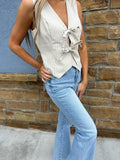 Striped Ribbon Tie Vest