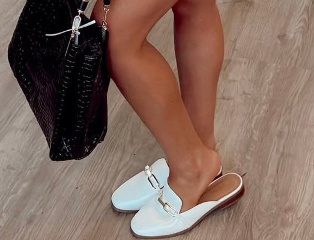 White Slip-On Mule