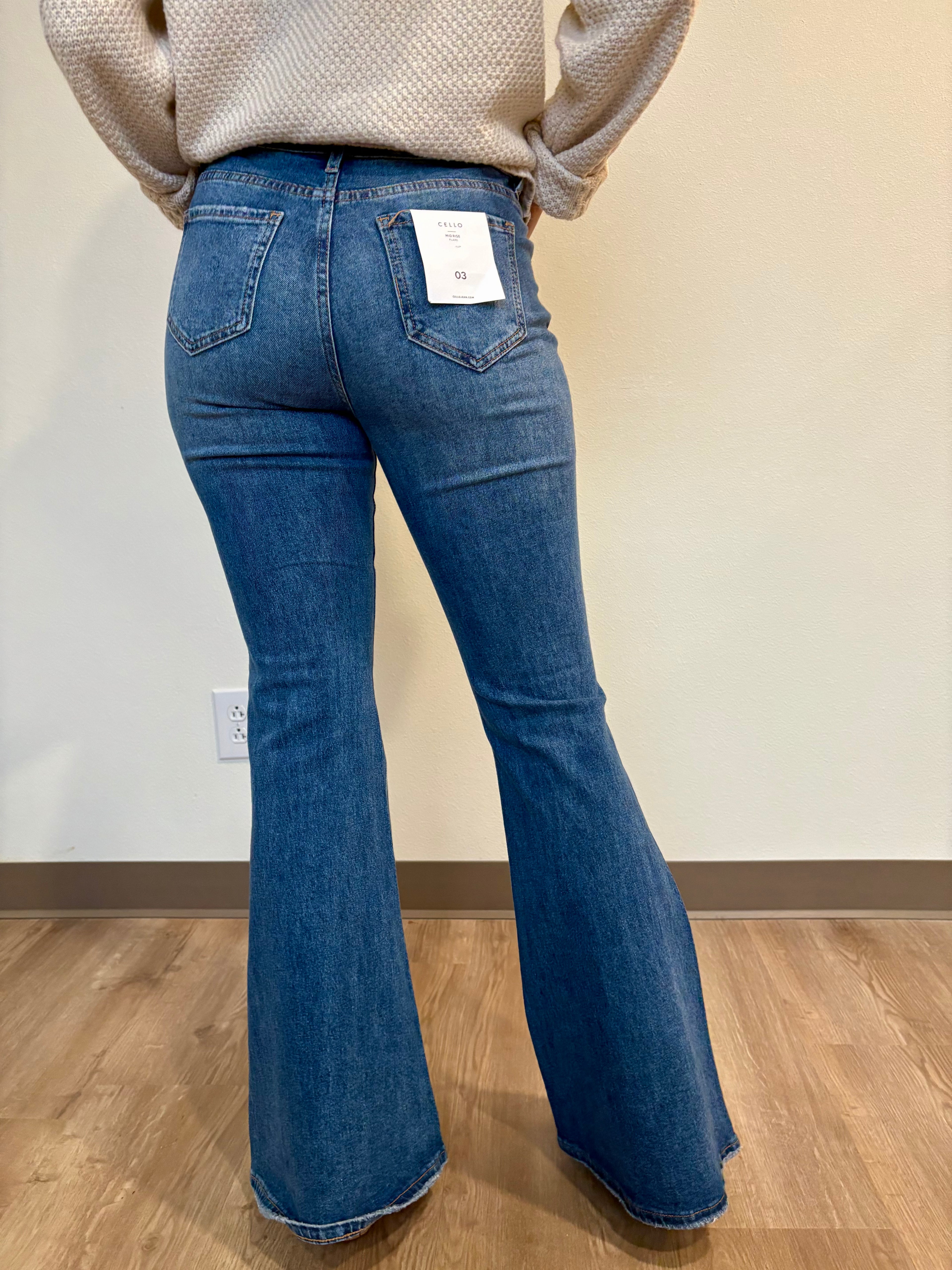 Mid Rise Rhinestone Flare