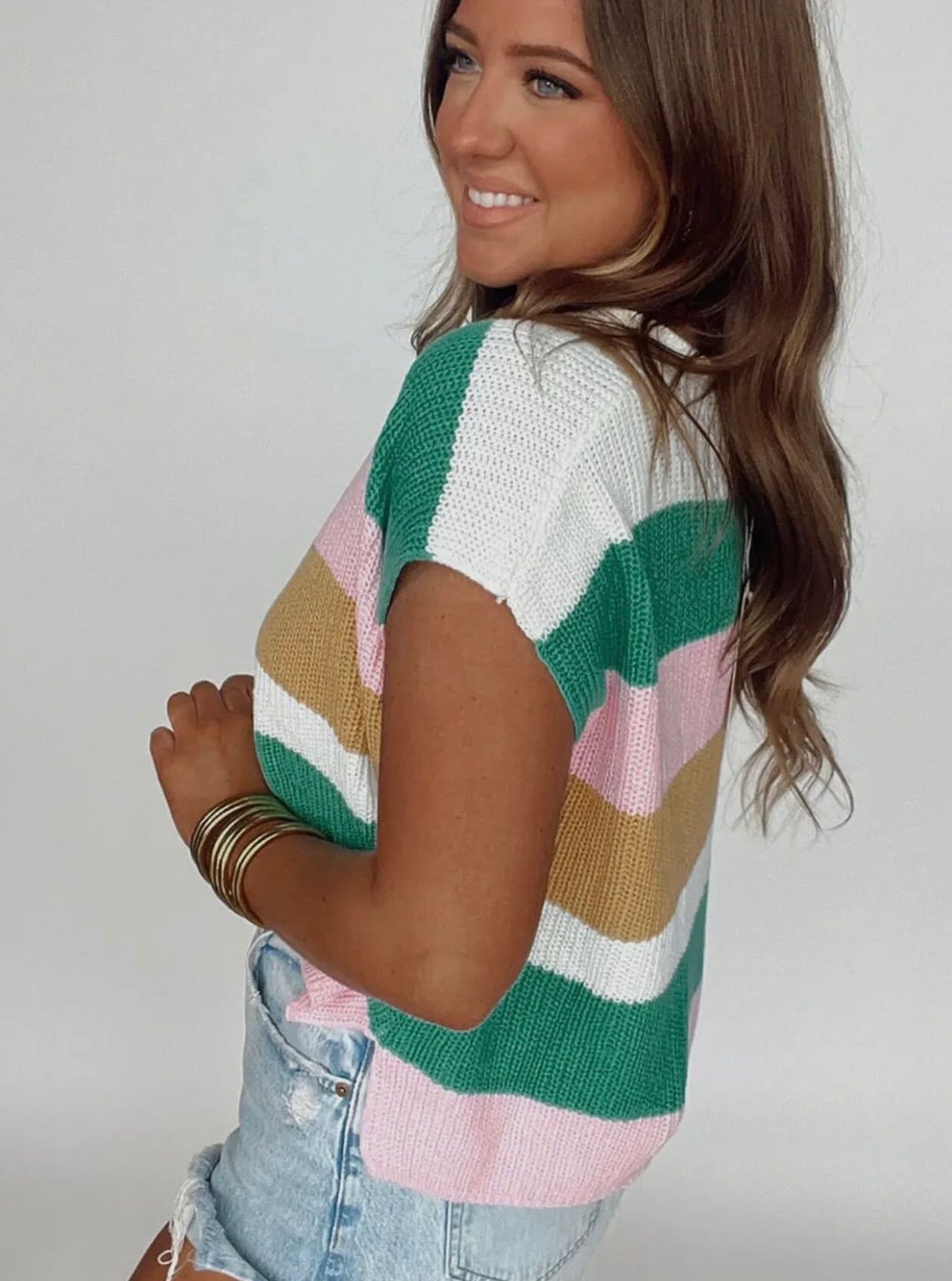 Colorblock Striped Knit Top