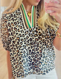 Leopard Color Block V-Neck