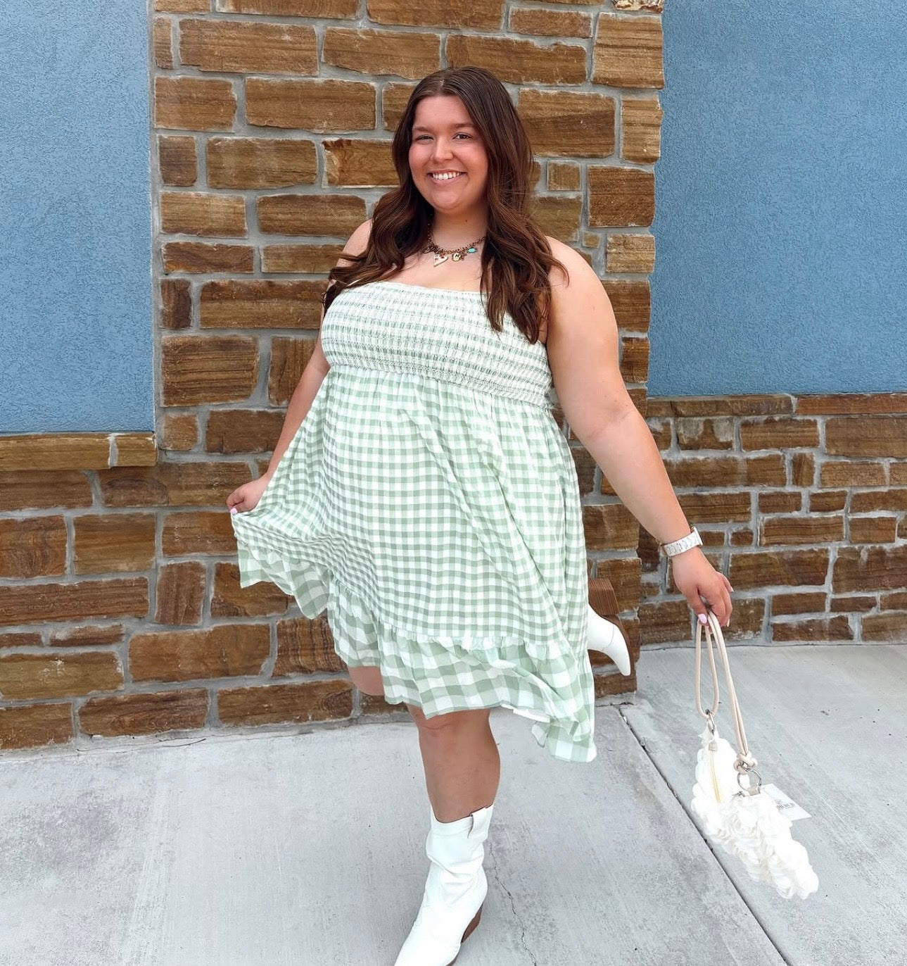 Mitto Green Plus Gingham Dress!