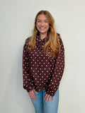 Polka Dot Hoodie Brown