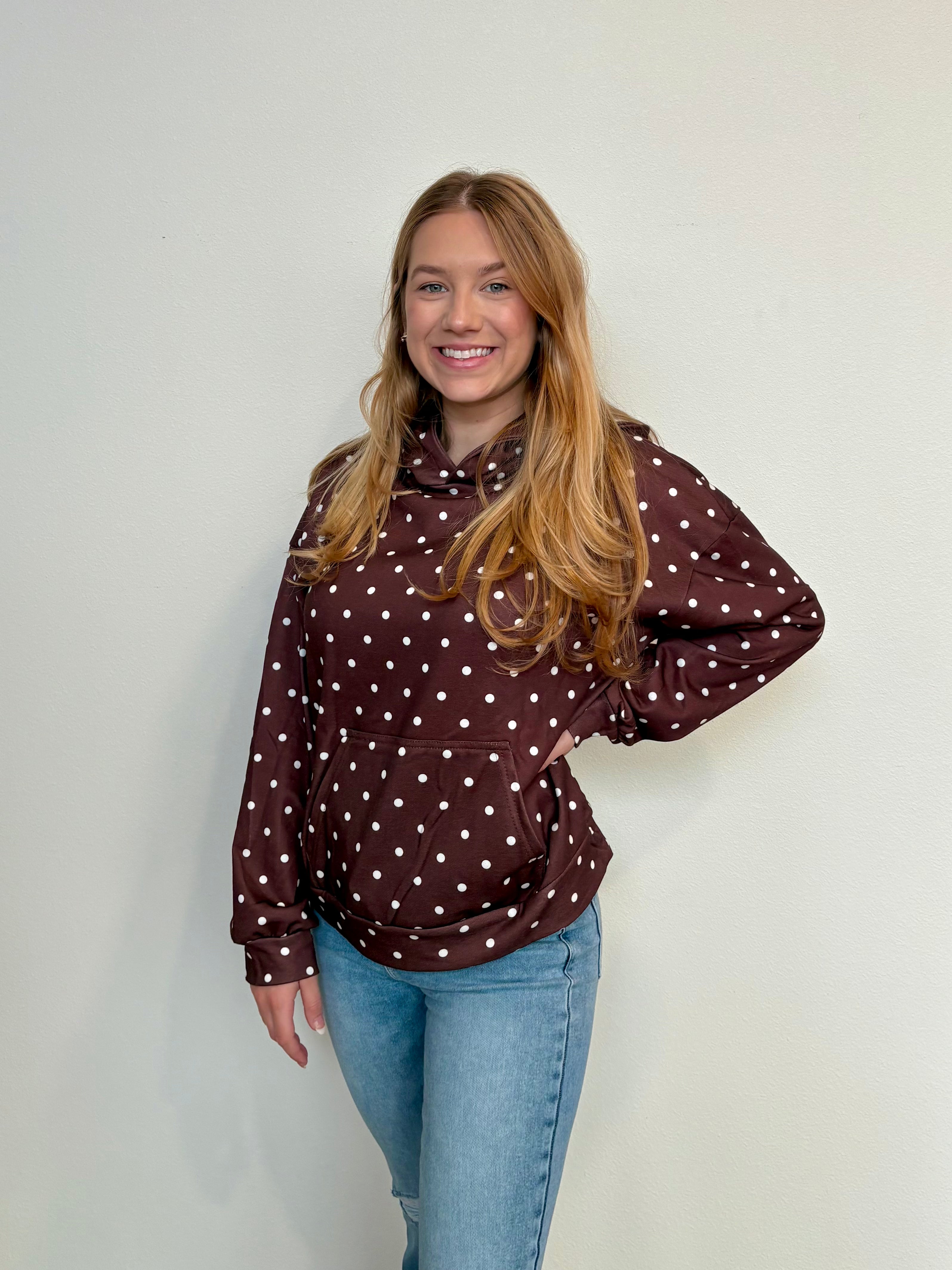 Polka Dot Hoodie Brown