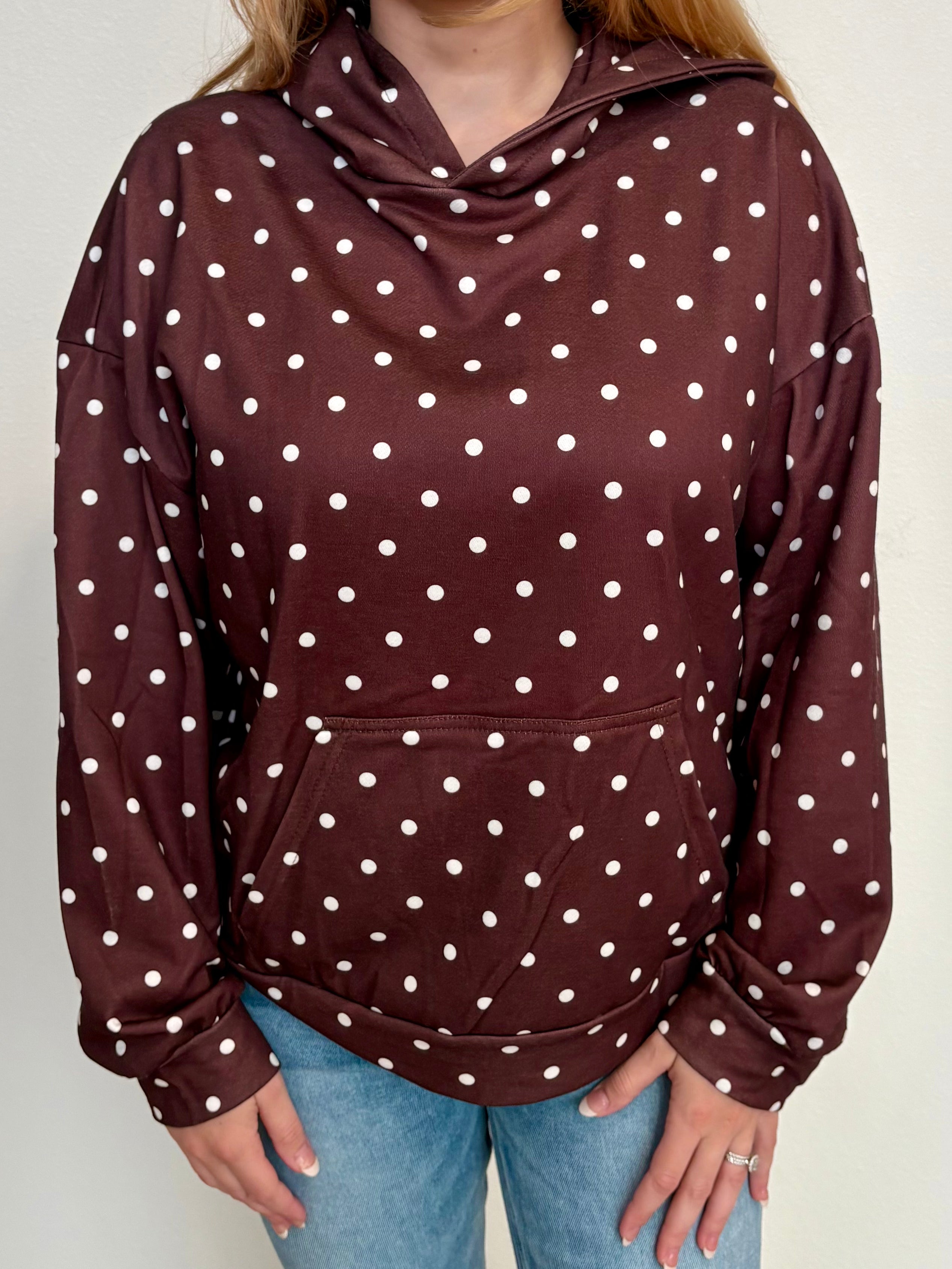 Polka Dot Hoodie Brown