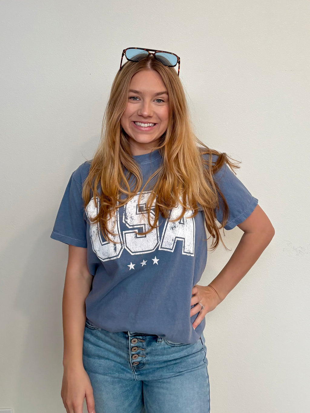 USA graphic denim tee