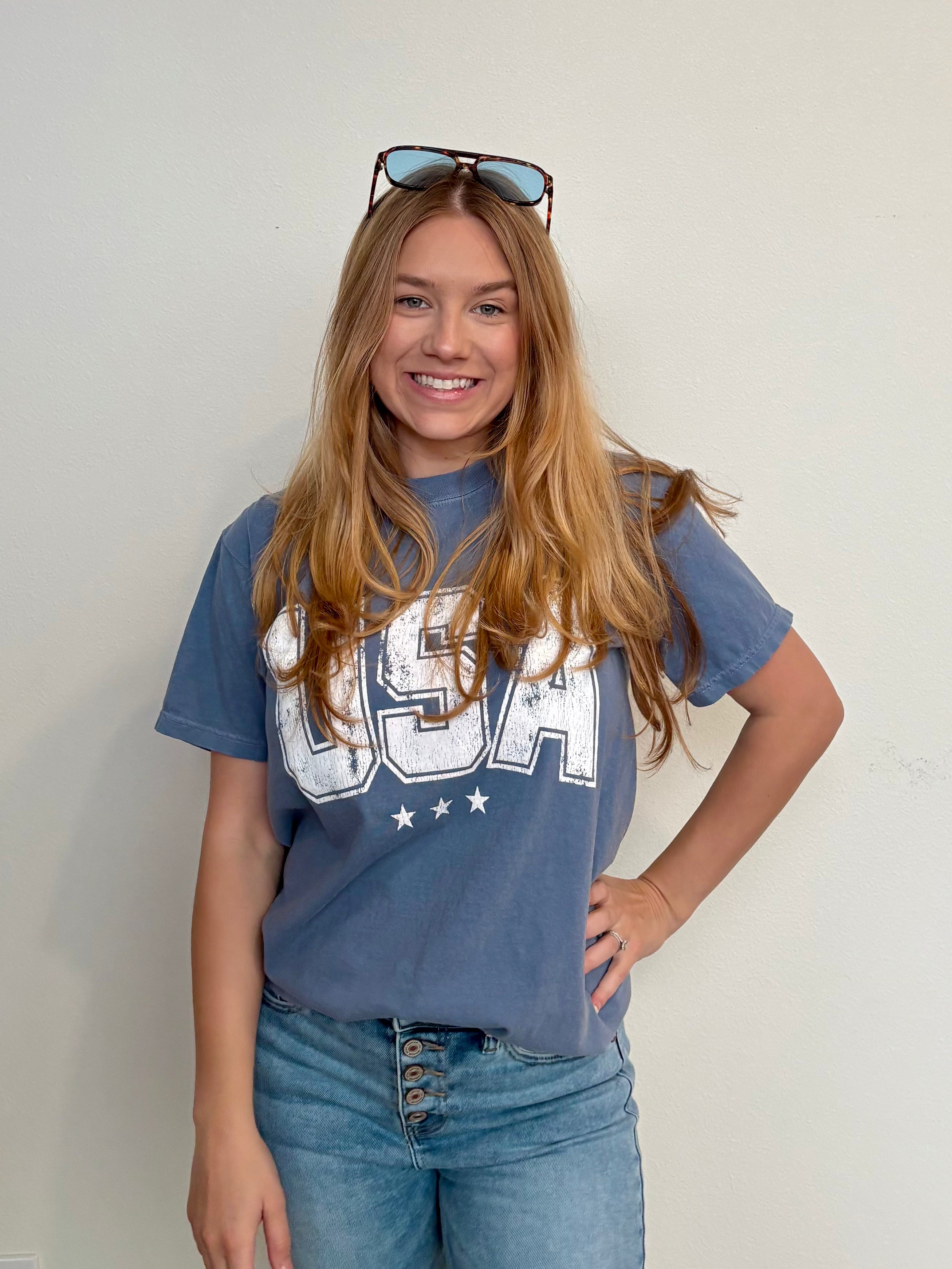 USA graphic denim tee
