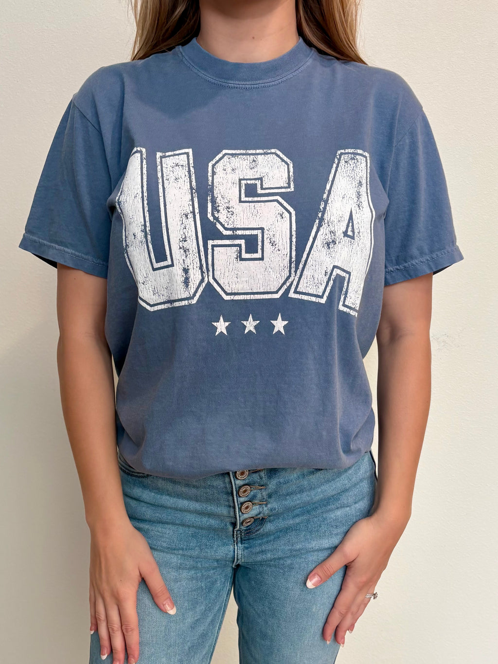 USA graphic denim tee
