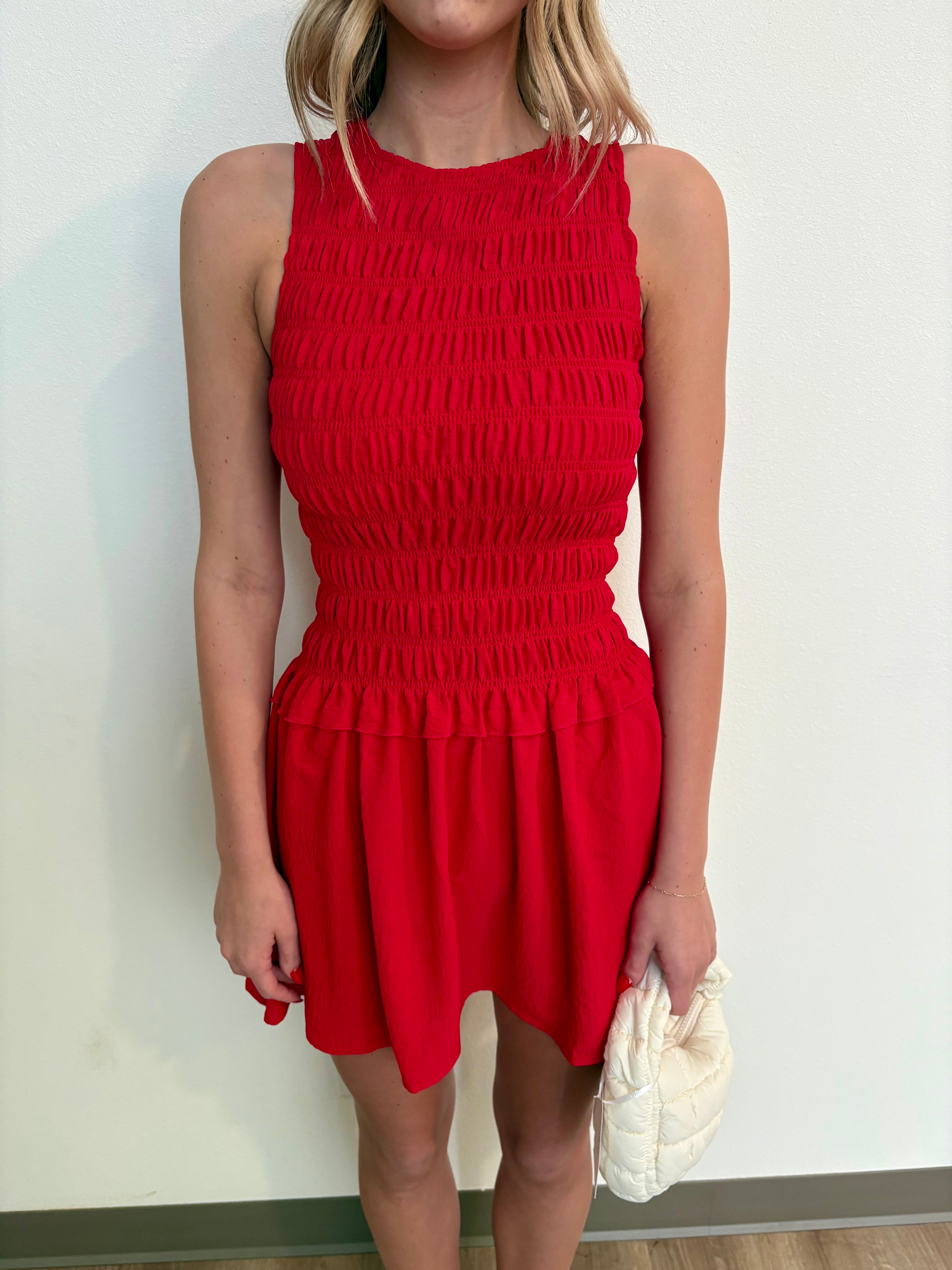 Popular Drop Waist Red Dress