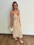 Floral Ruffle Buff Yellow Dress