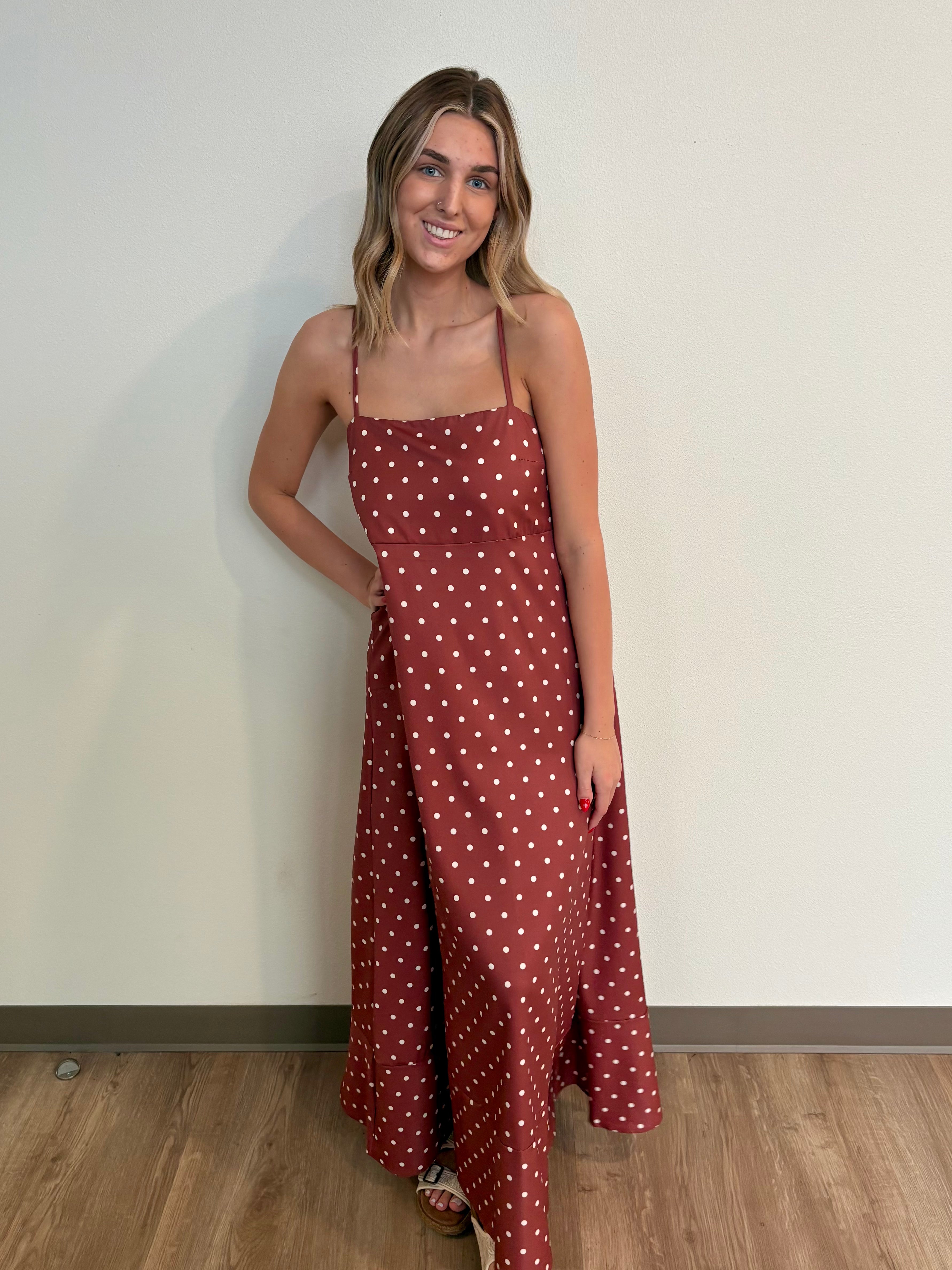 Strappy polka dot maxi!