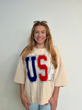 Cream USA crop tee!!