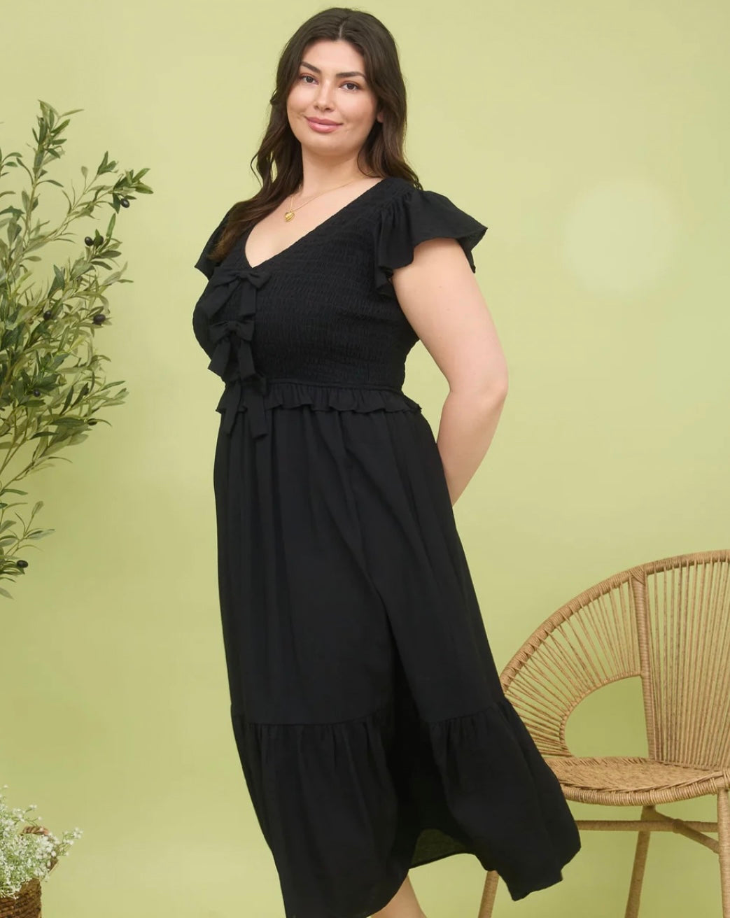 Black Midi Dress w Bows