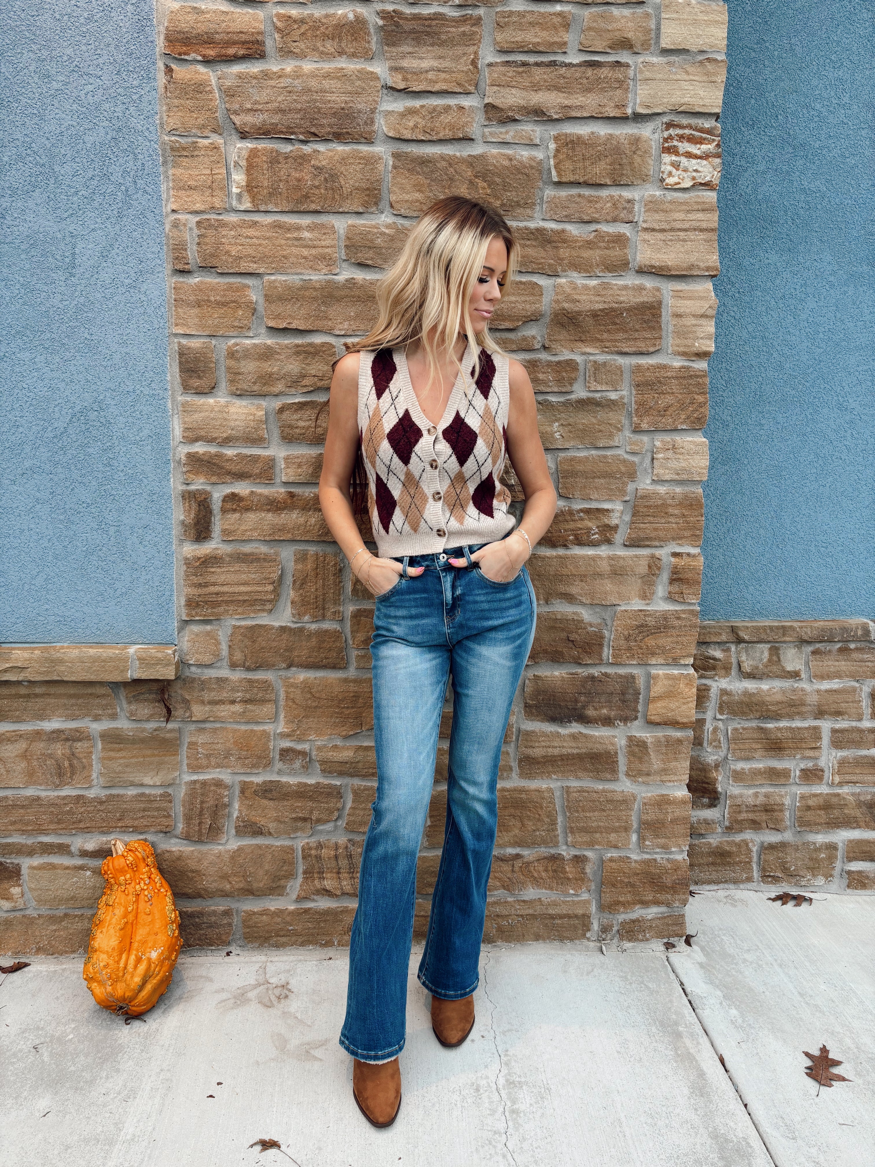 ARGYLE CARDIGAN VEST