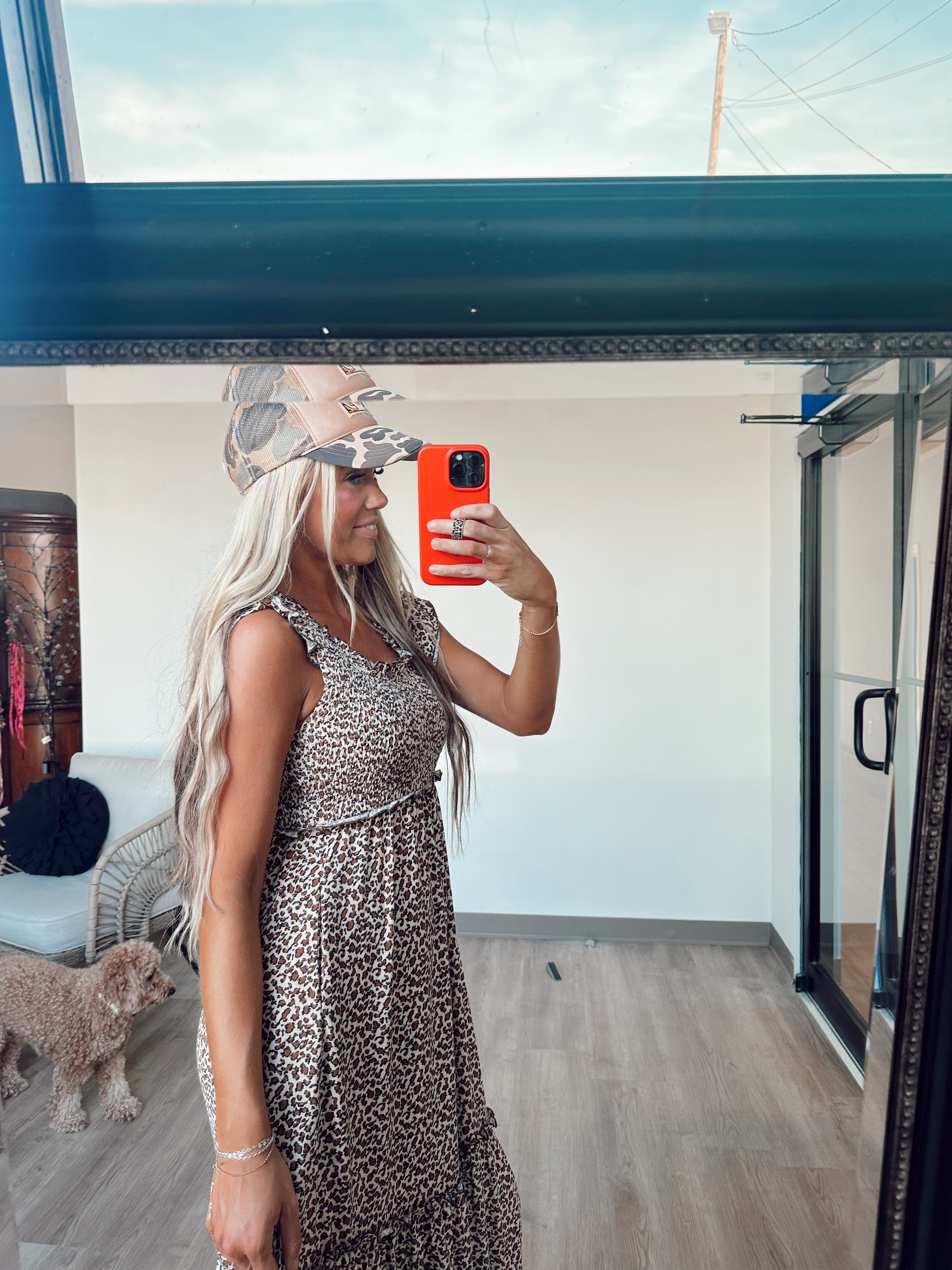 Leopard Ruffle Sleeve Dress