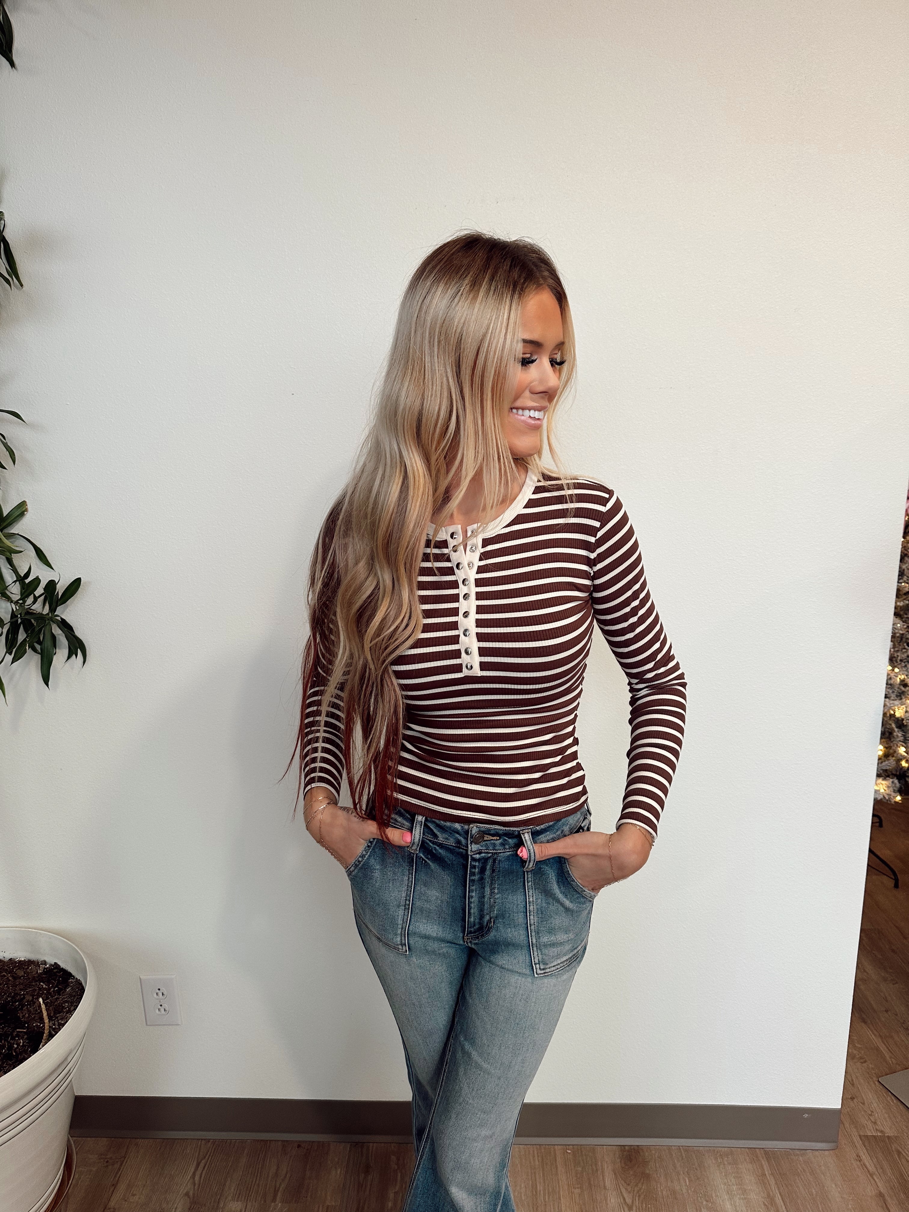 Snap Button Down Chocolate