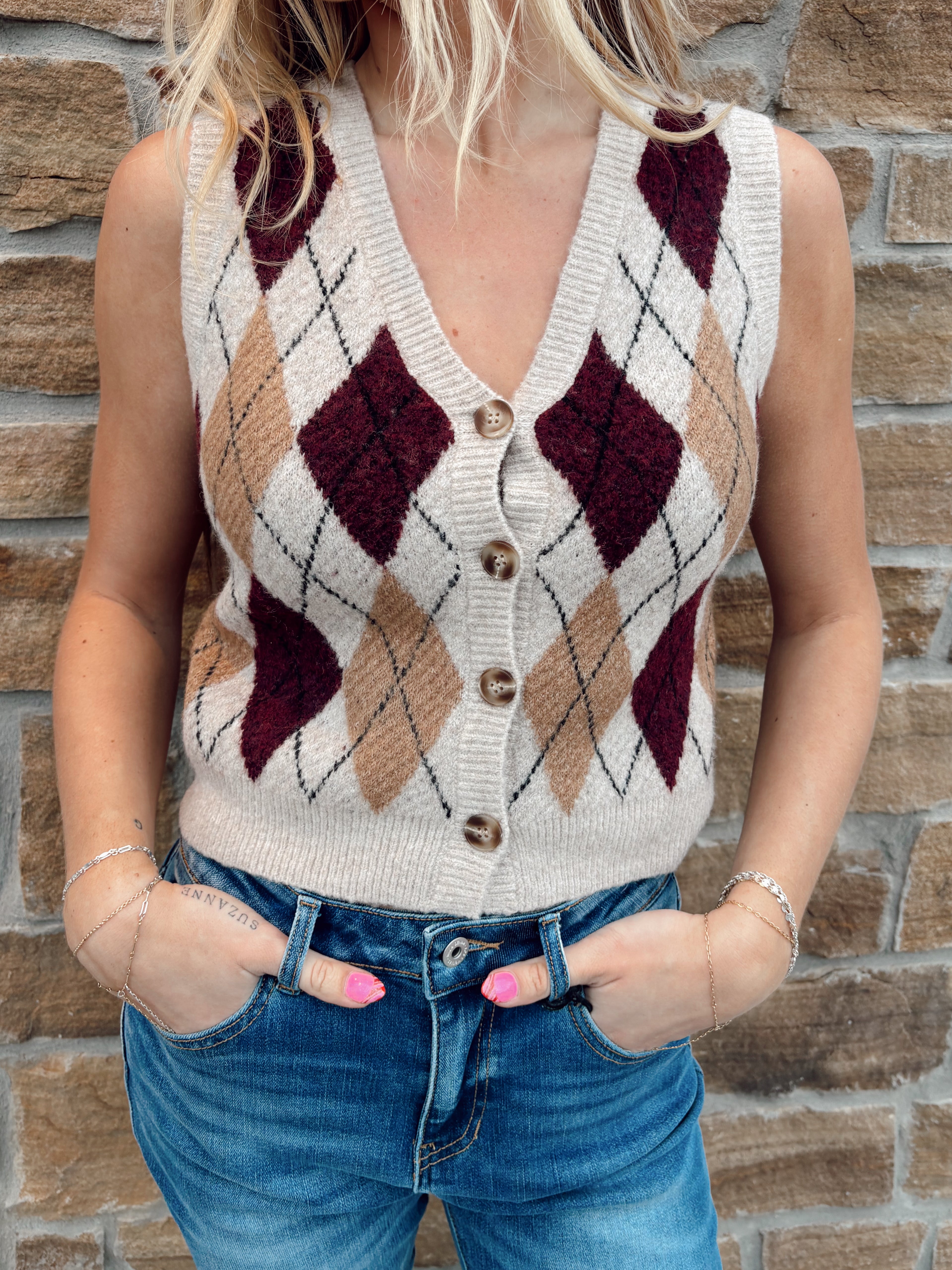 ARGYLE CARDIGAN VEST