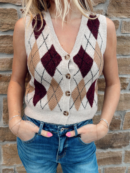 ARGYLE CARDIGAN VEST