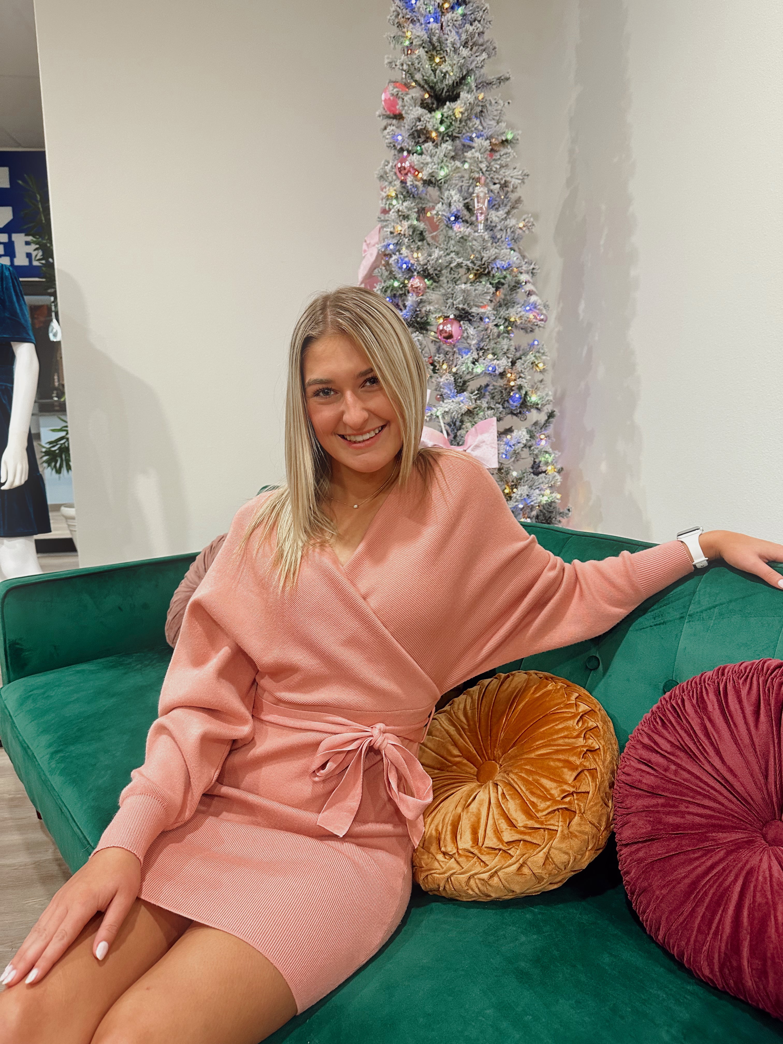 Knit Mauve Belted Dress